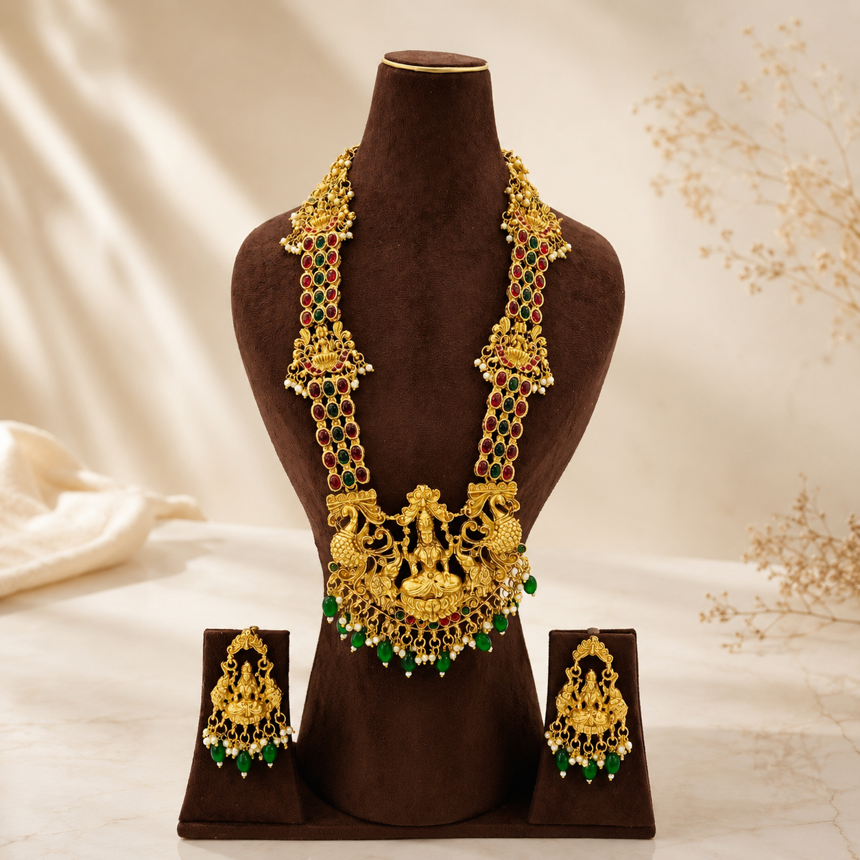 temple necklace set with earrings in jaunpur