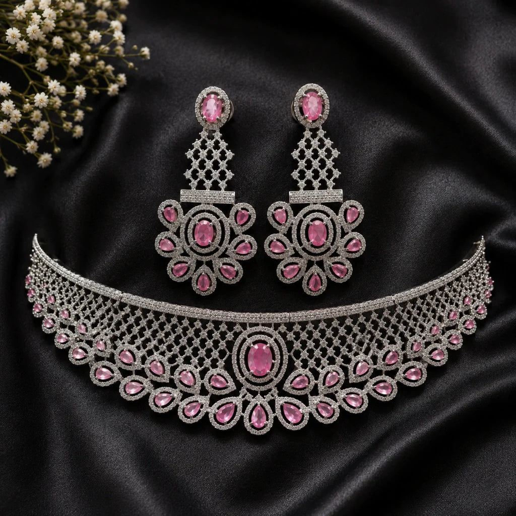 ad choker set with earrings