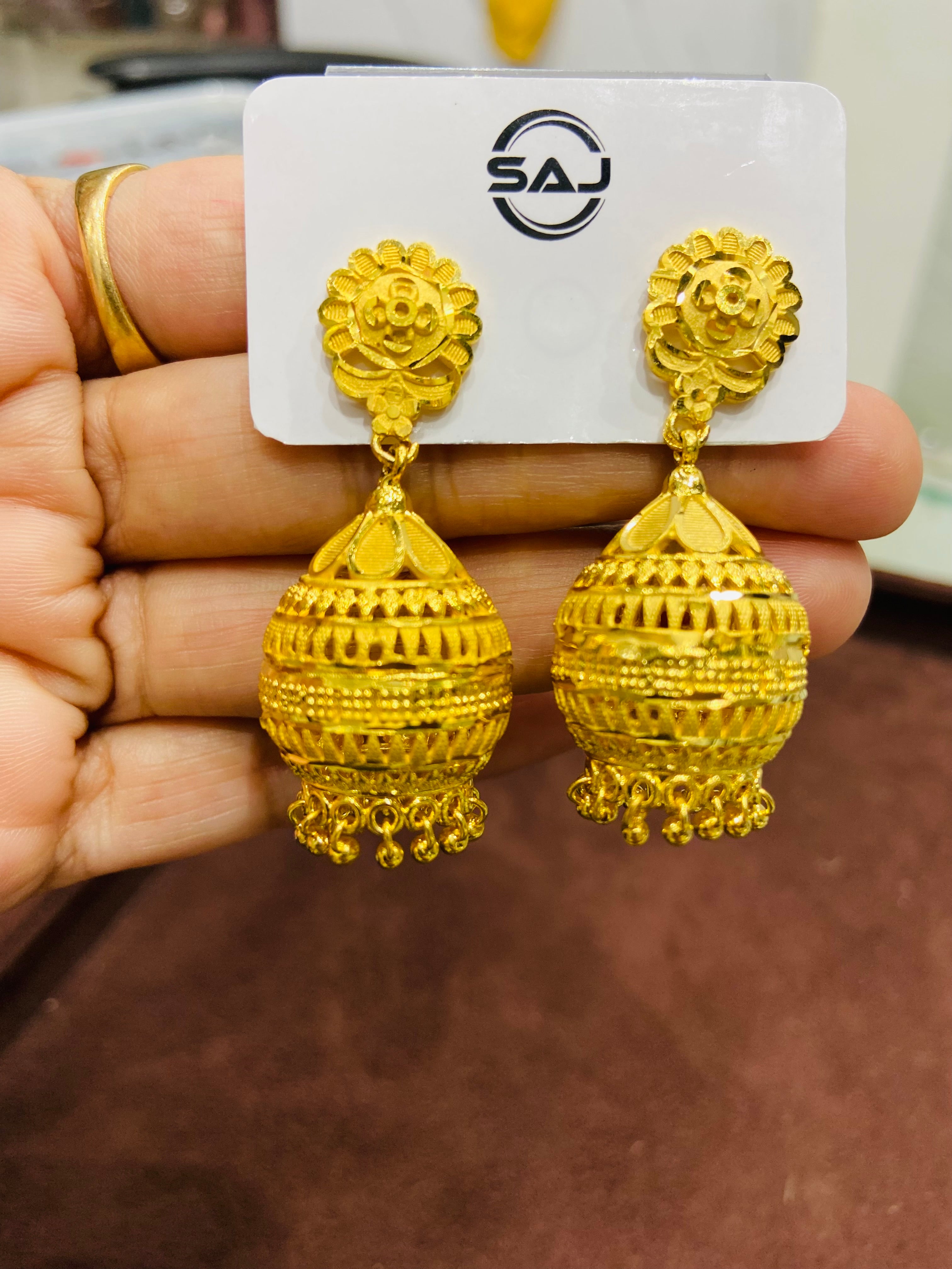 Designer 1 Gram Gold Jhumka Earrings – Festive Collection ER17