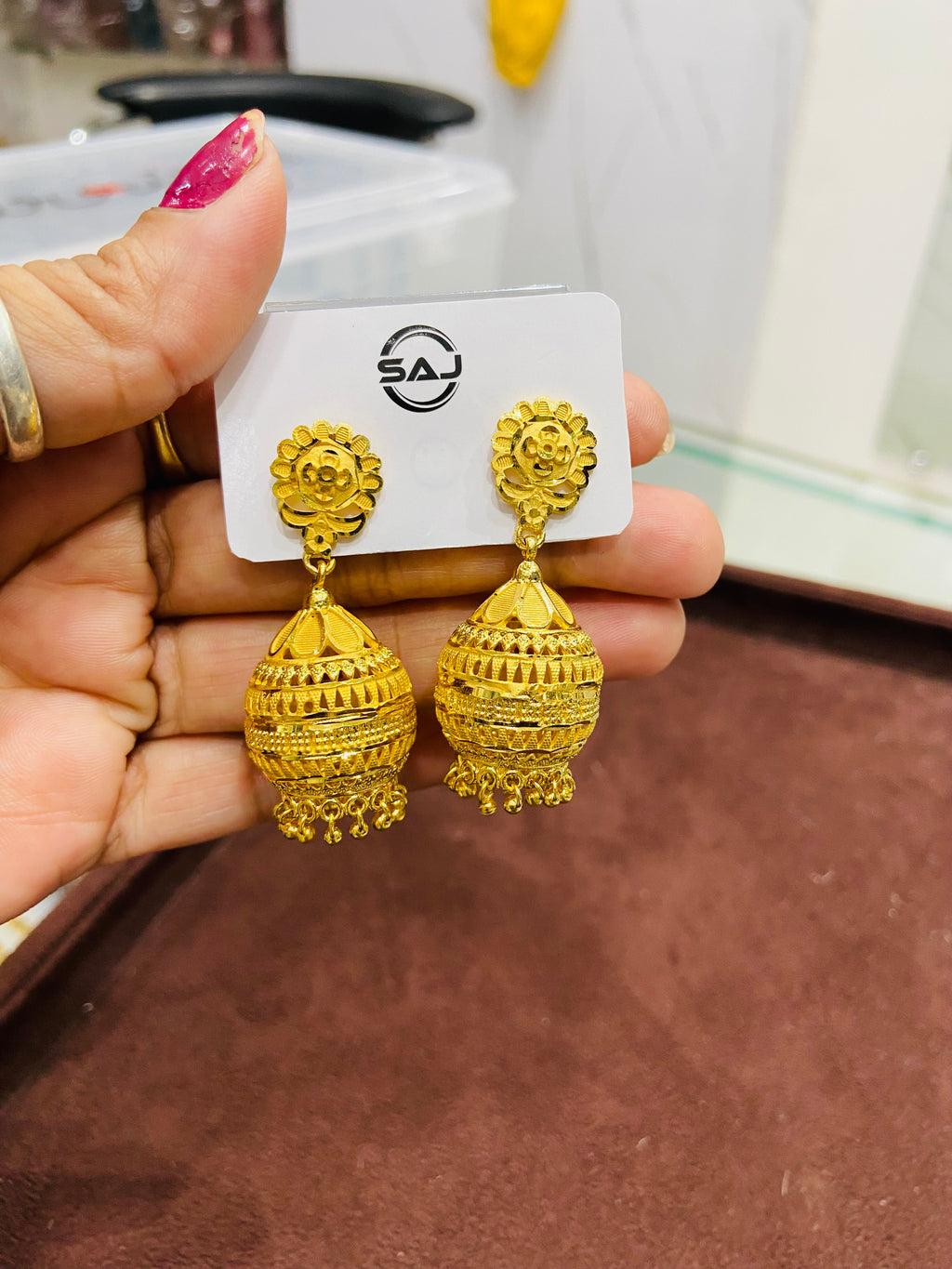 Designer 1 Gram Gold Jhumka Earrings – Festive Collection ER17