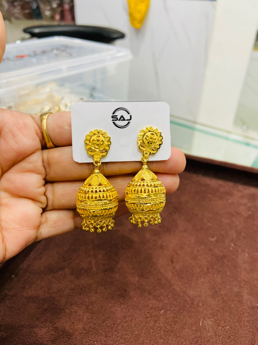 Designer 1 Gram Gold Jhumka Earrings – Festive Collection ER17