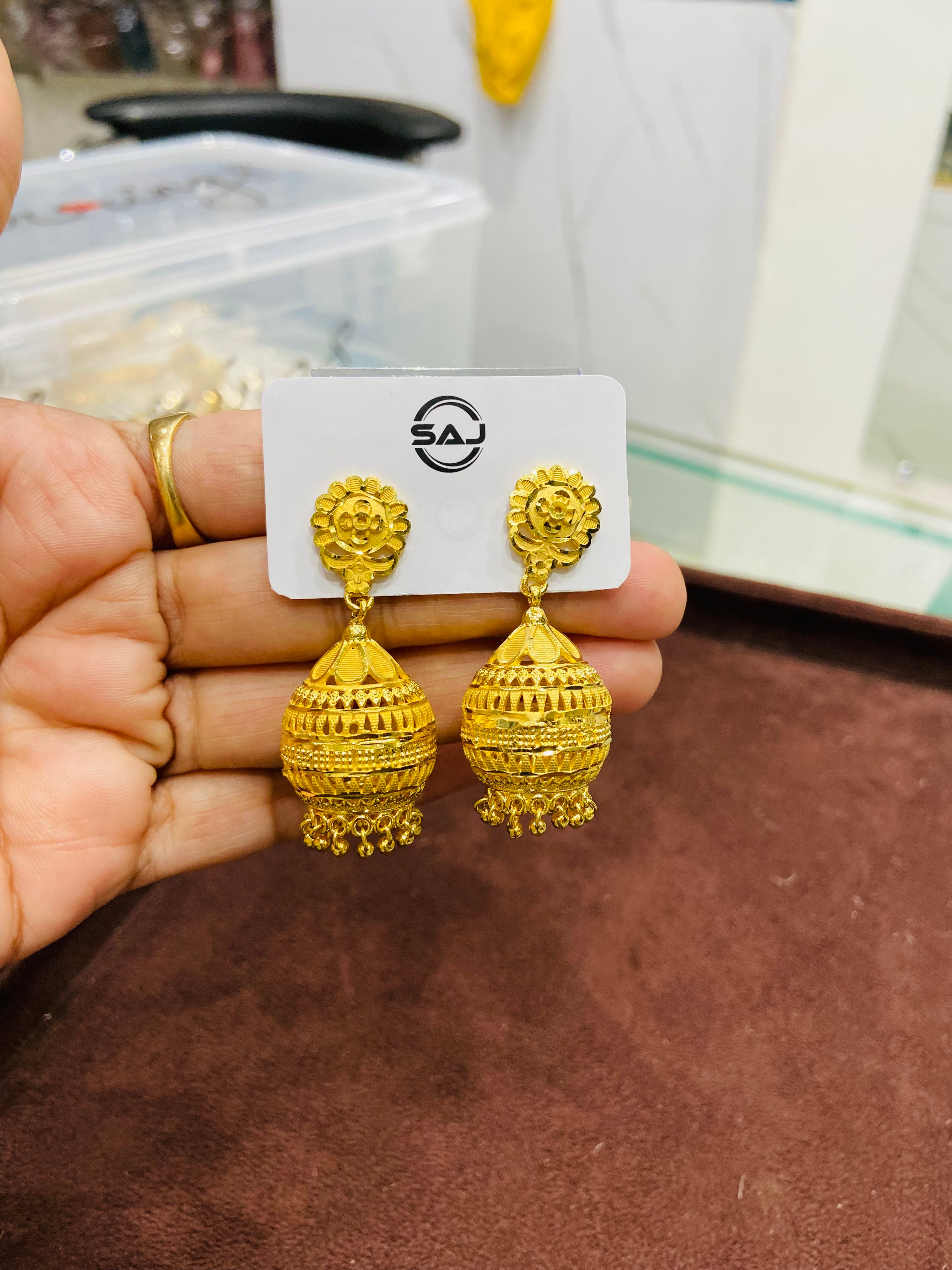 Designer 1 Gram Gold Jhumka Earrings – Festive Collection ER17