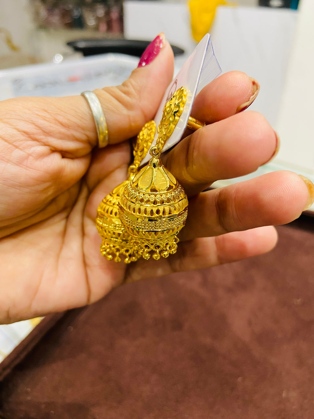 Designer 1 Gram Gold Jhumka Earrings – Festive Collection ER17