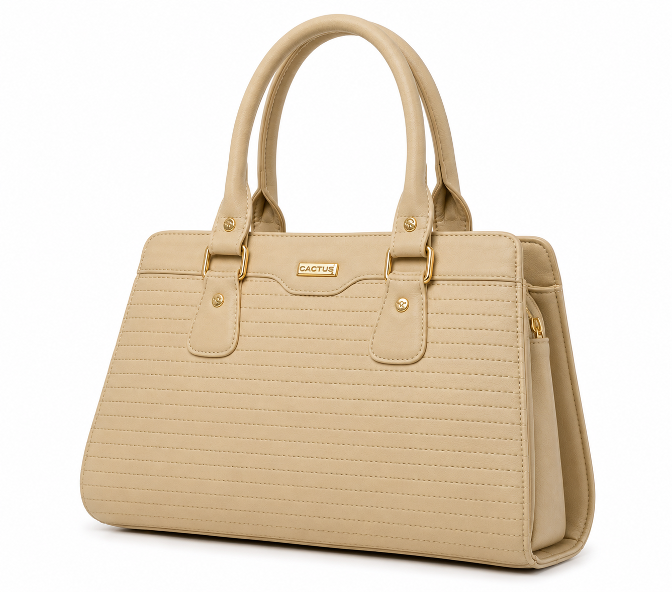 Beige Textured Office Handbag for Women