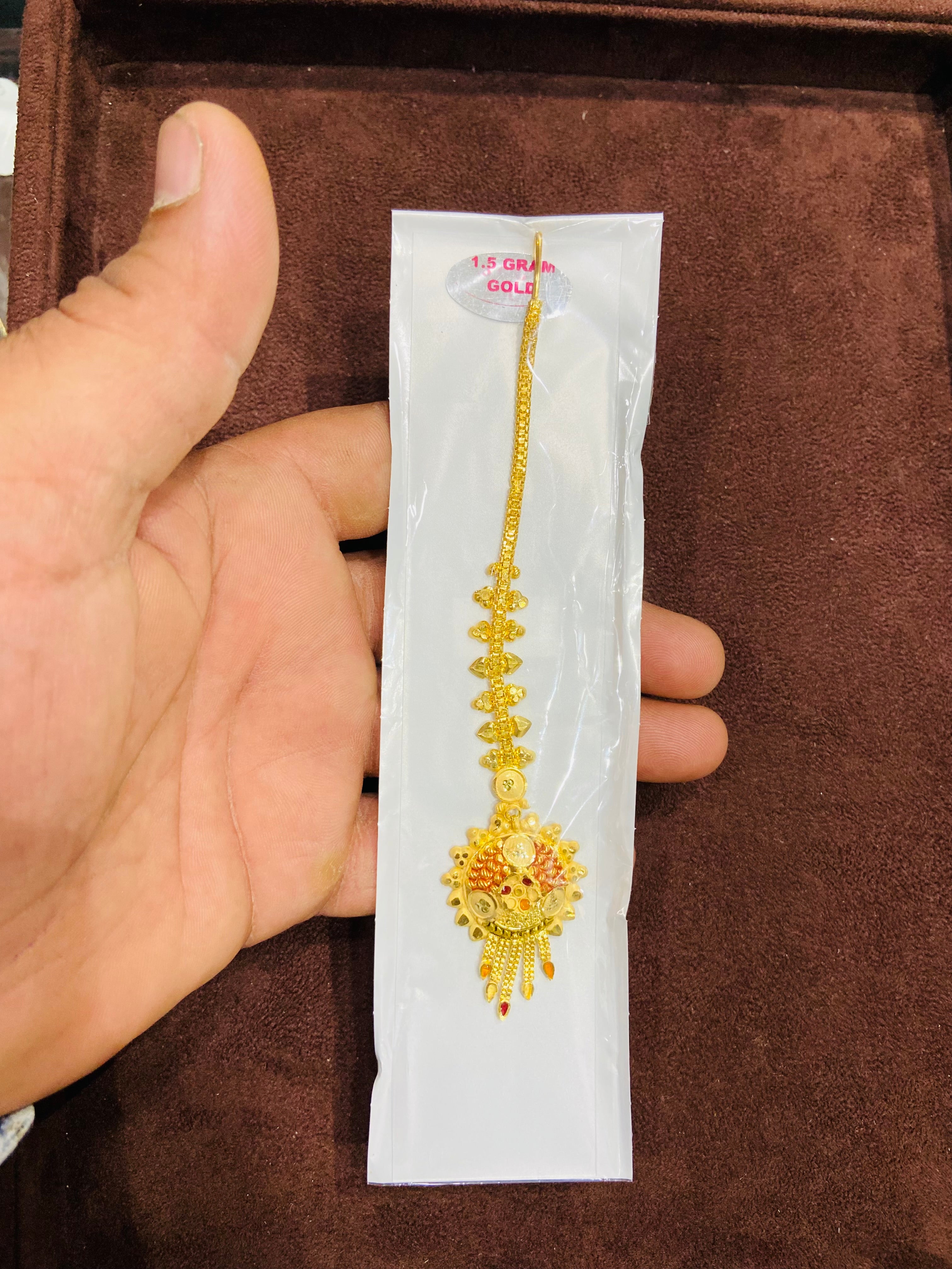 Premium one gram gold Maang tikka MT11
