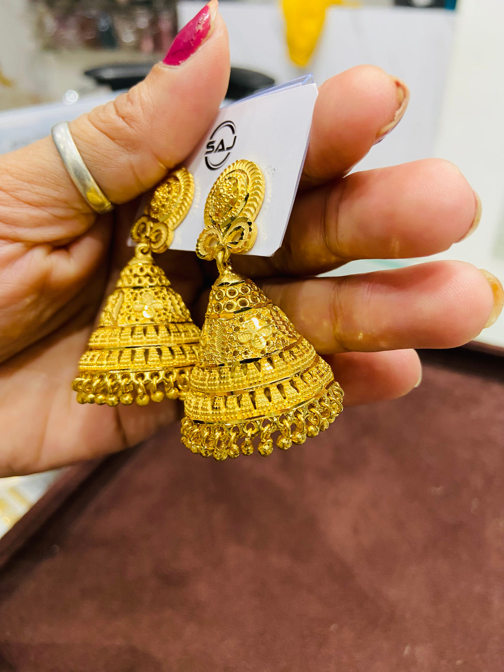 Antique Finish 1 Gram Gold Jhumka Earrings for Women ER18