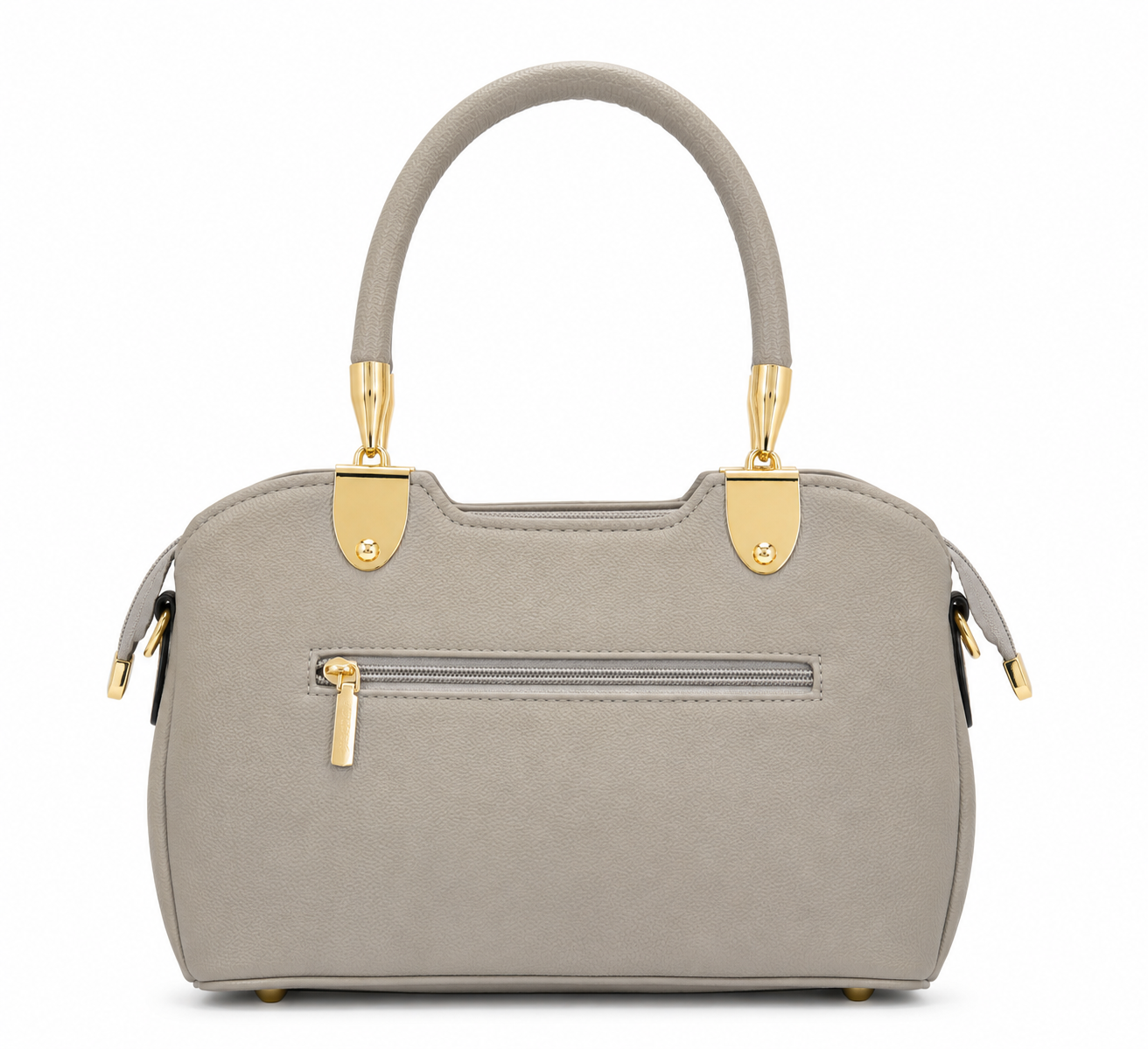 Grey Luxury Women’s Handbag with Gold Accents