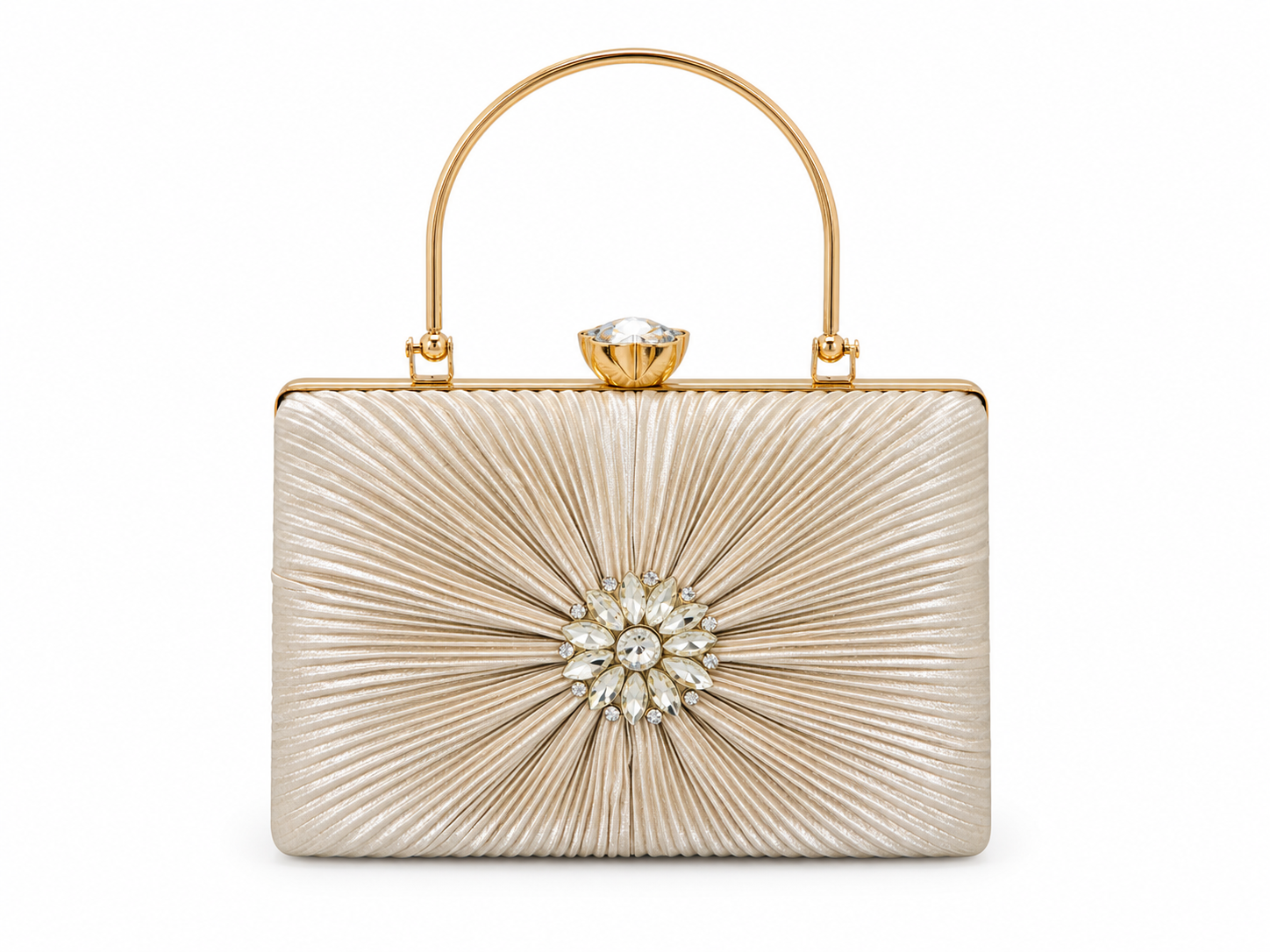 Champagne Stone Embellished Evening Clutch - PW03