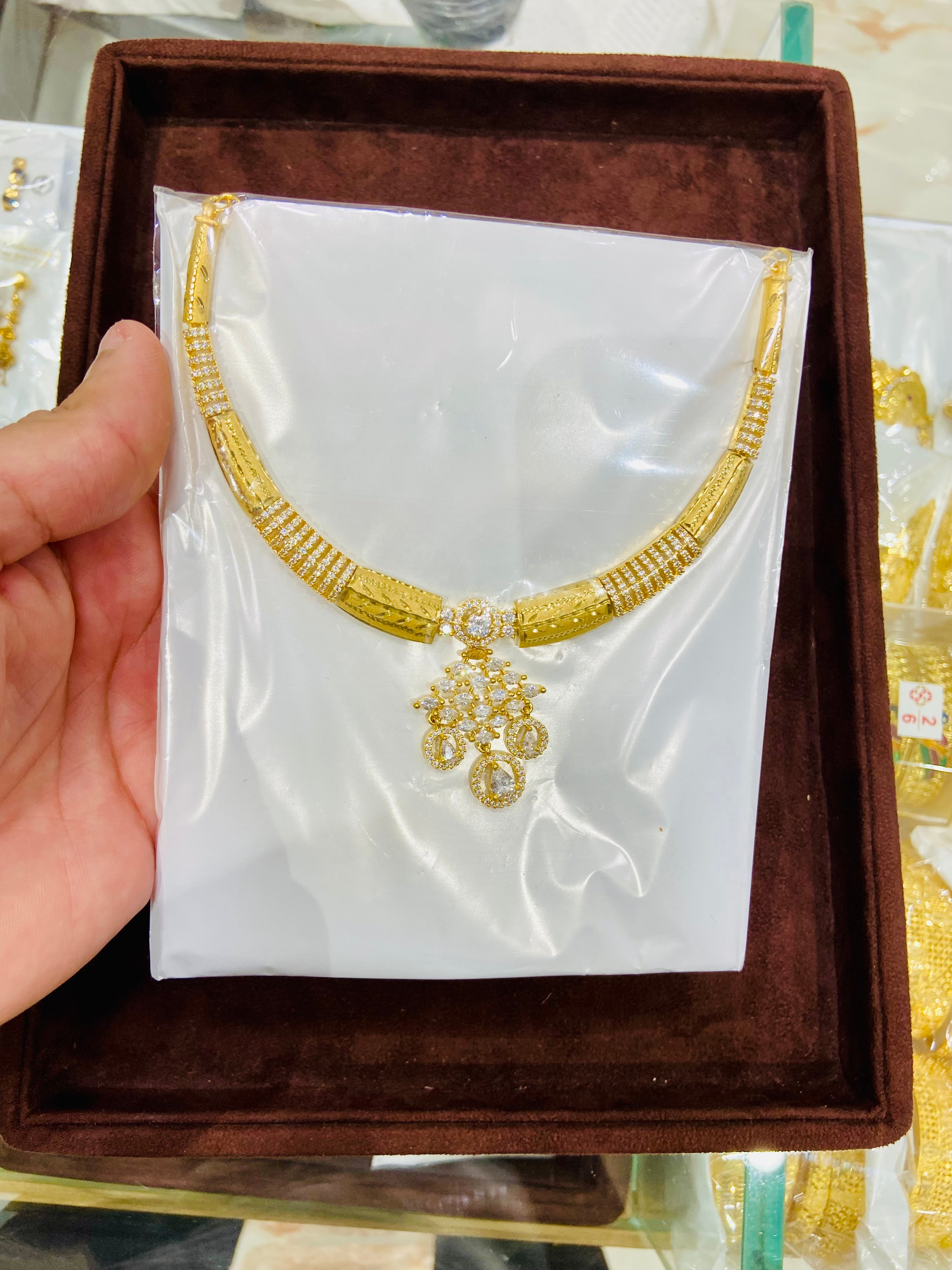 Antique Finish 1 Gram Gold Necklace Set– NS32
