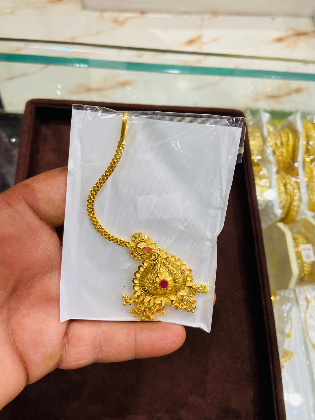 Bridal one gram gold Maang tikka MT09