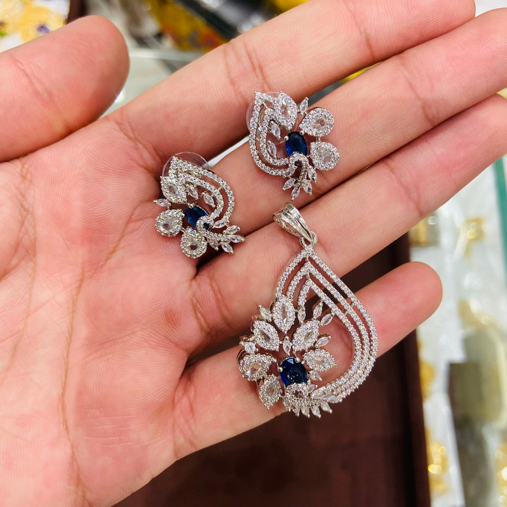Classic AD Pendant Necklace Set with Earrings - PS09