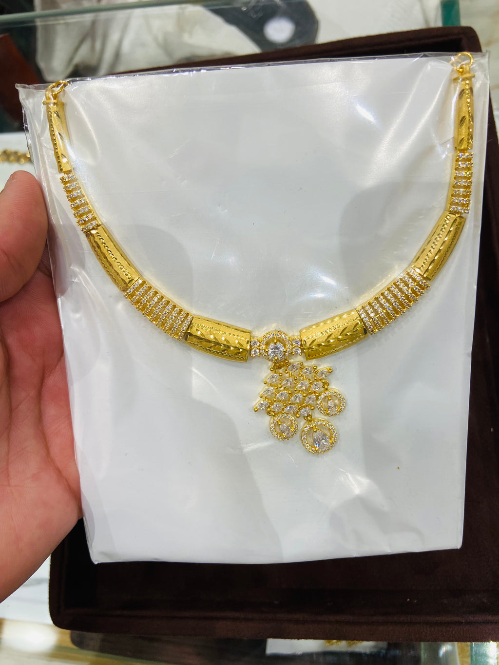 Antique Finish 1 Gram Gold Necklace Set– NS32