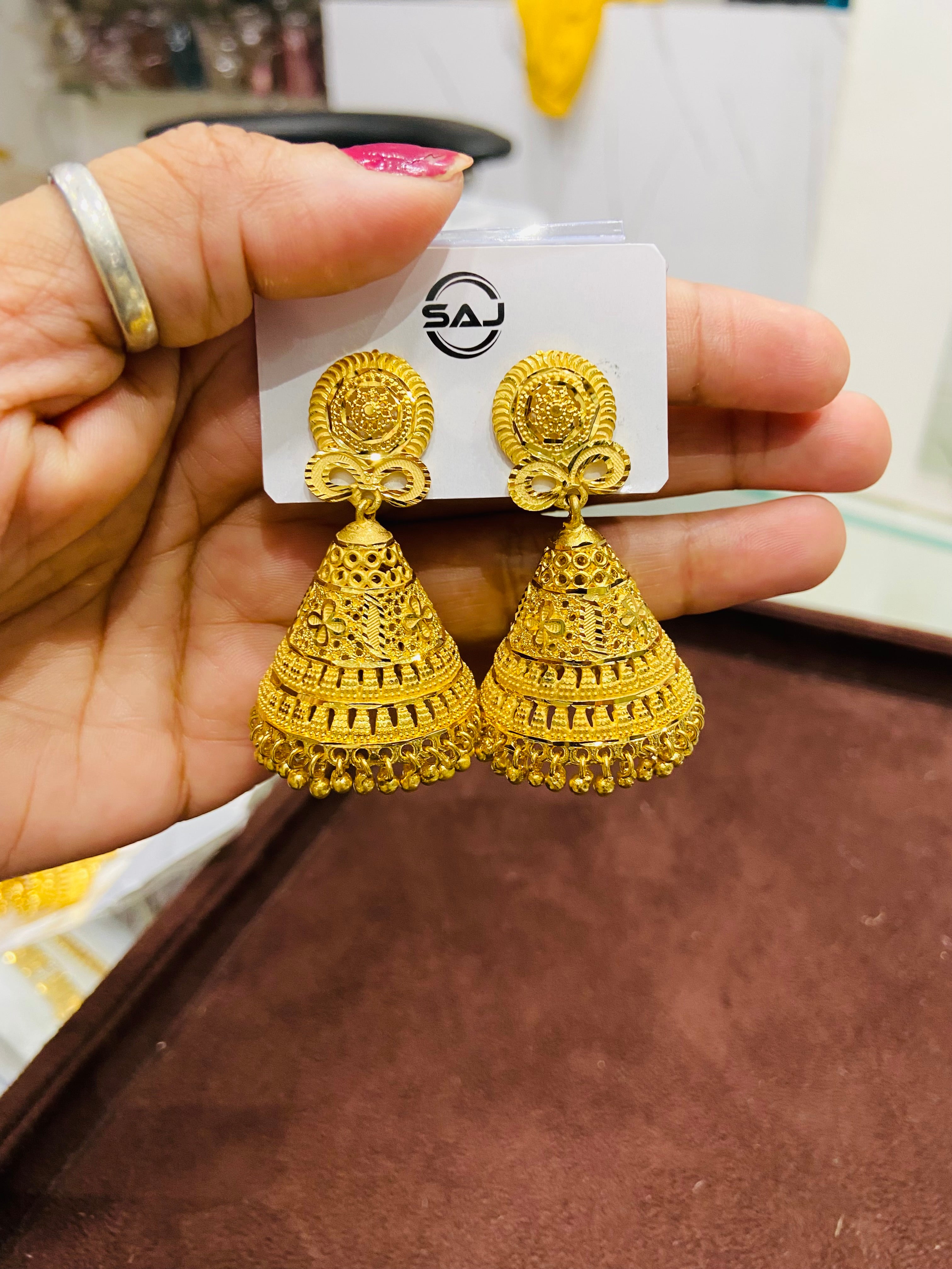 Antique Finish 1 Gram Gold Jhumka Earrings for Women ER18