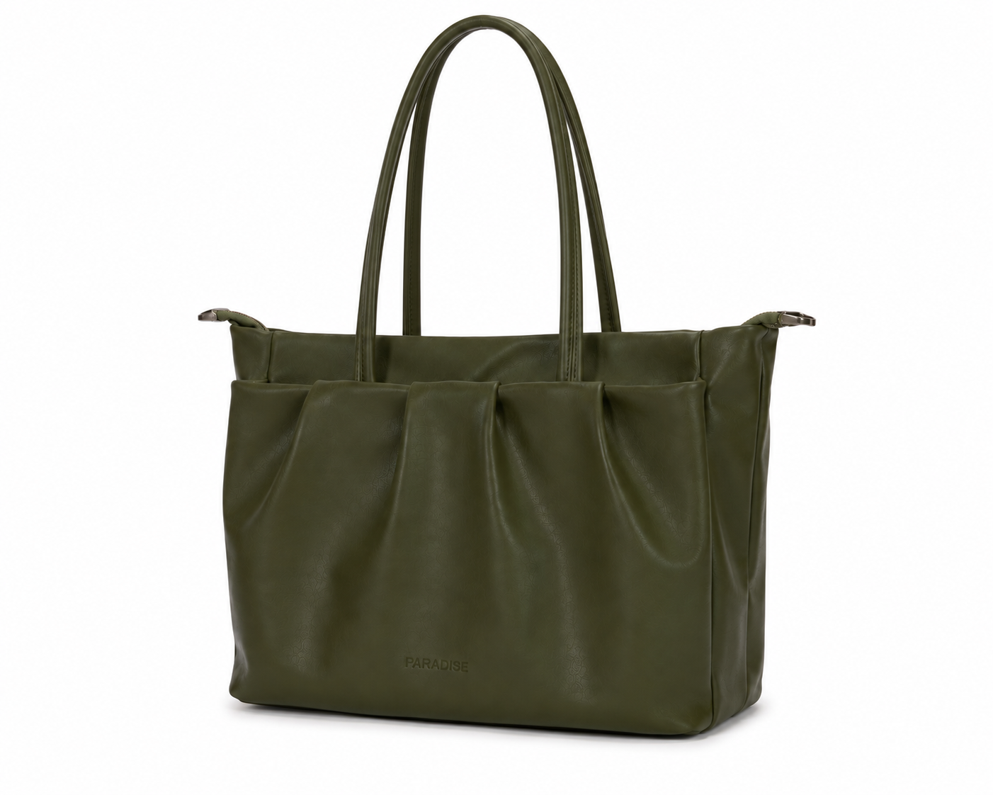 Green handbag on a white background