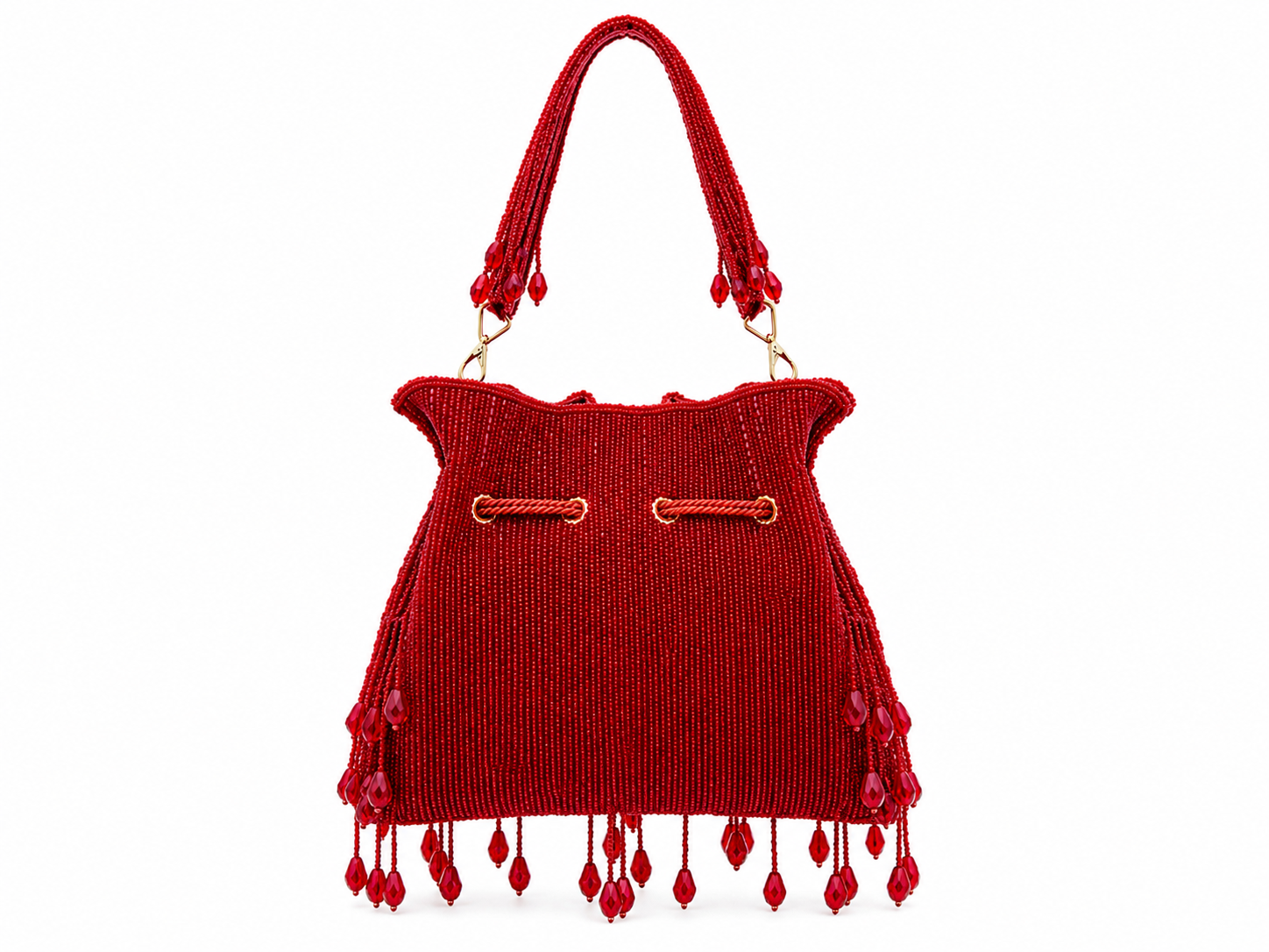 Red Beaded Potli Party Bag for Women