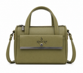 Green handbag with 'Krazy Kat' logo on a white background