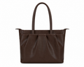 Brown leather tote bag on a white background