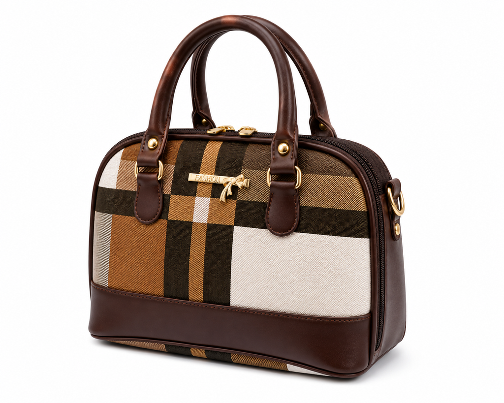 Classic Checked Women’s Handbag with Dual Handles