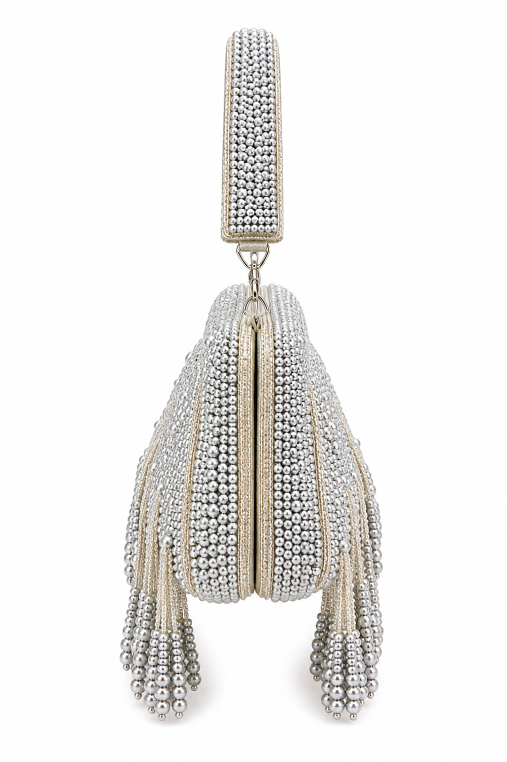 Silver Pearl Beaded Designer Party Clutch - BP01