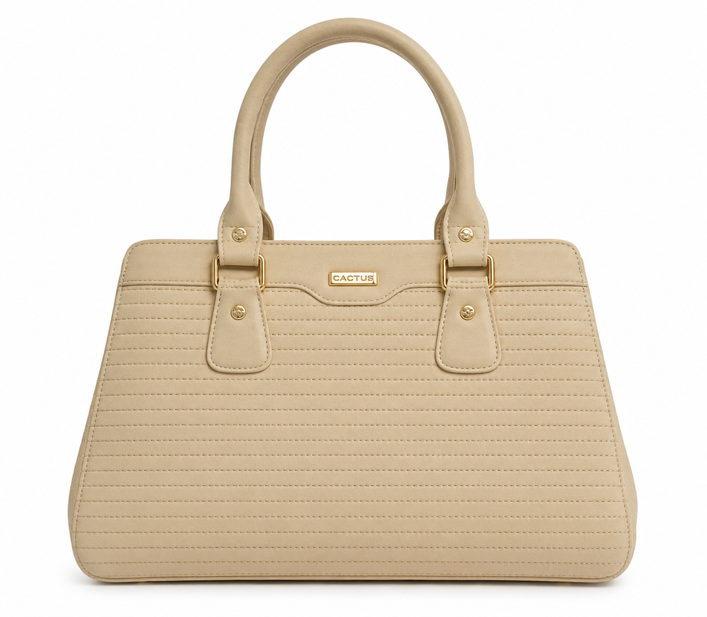 Beige Textured Office Handbag for Women
