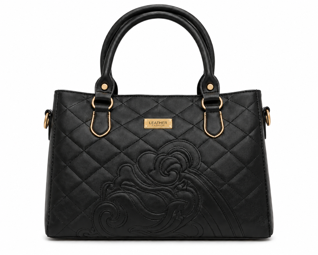 Noir Luxe Quilted Tote Bag for Women at Sawariya Jewellery