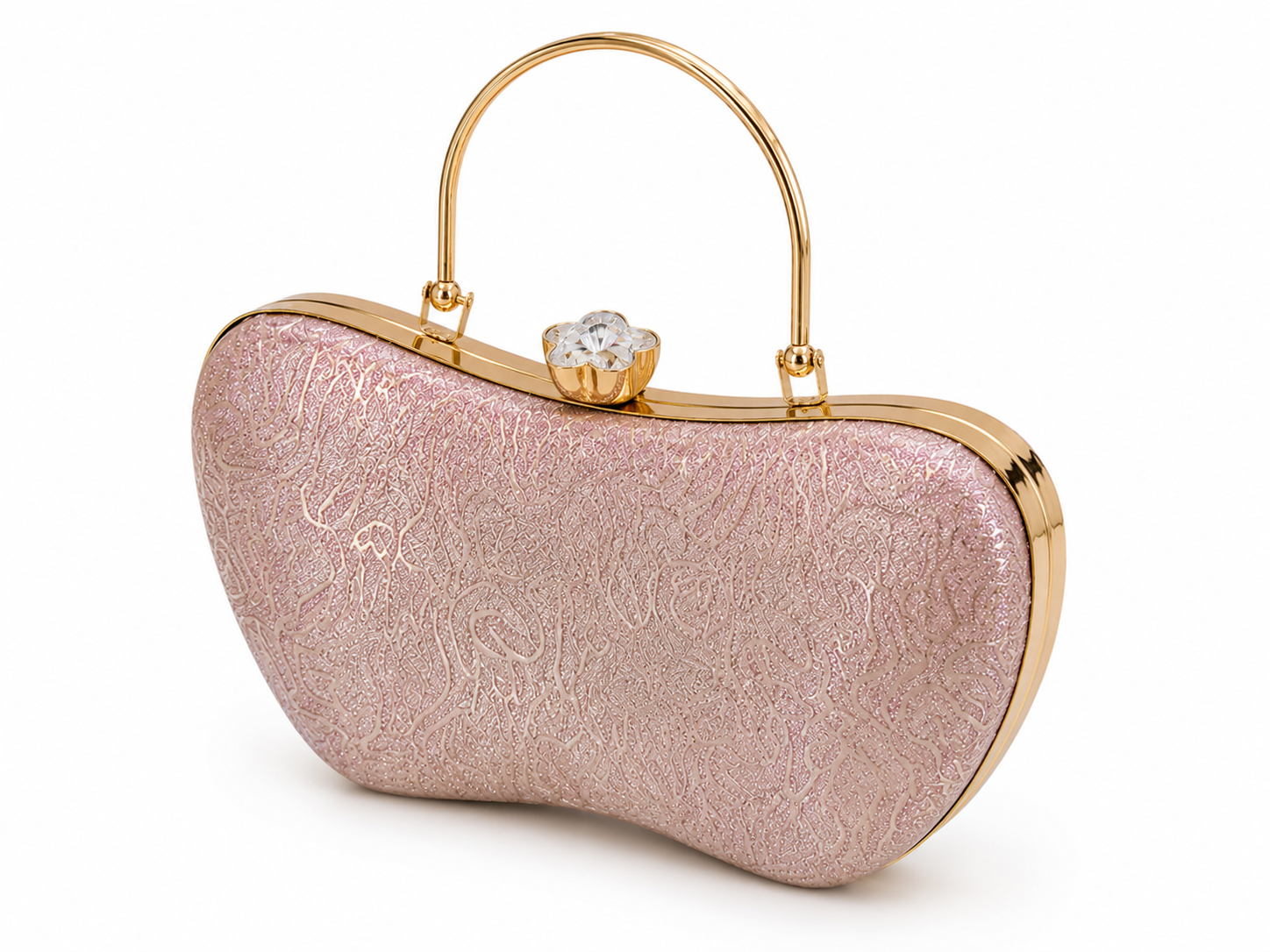 Blush Pink Metallic Evening Clutch Bag for Wedding Functions - PW05
