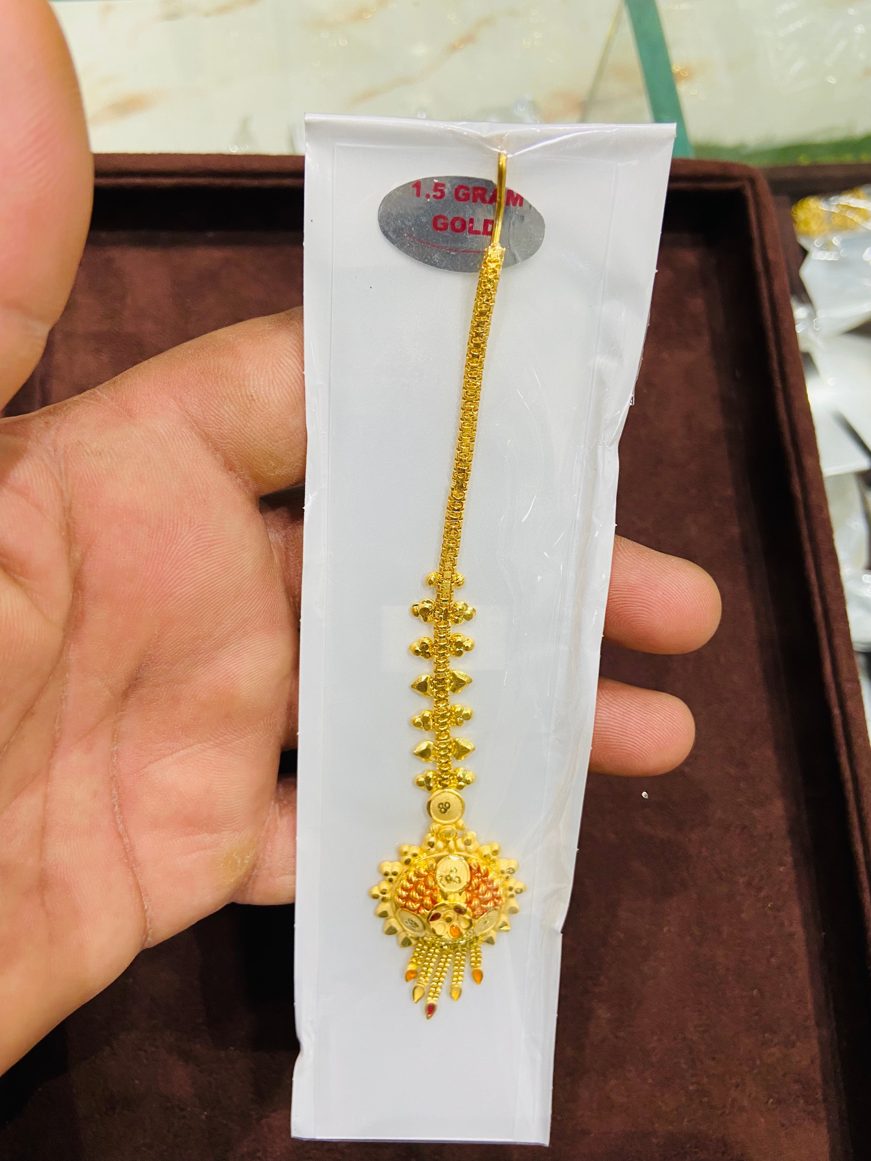 Premium one gram gold Maang tikka MT11