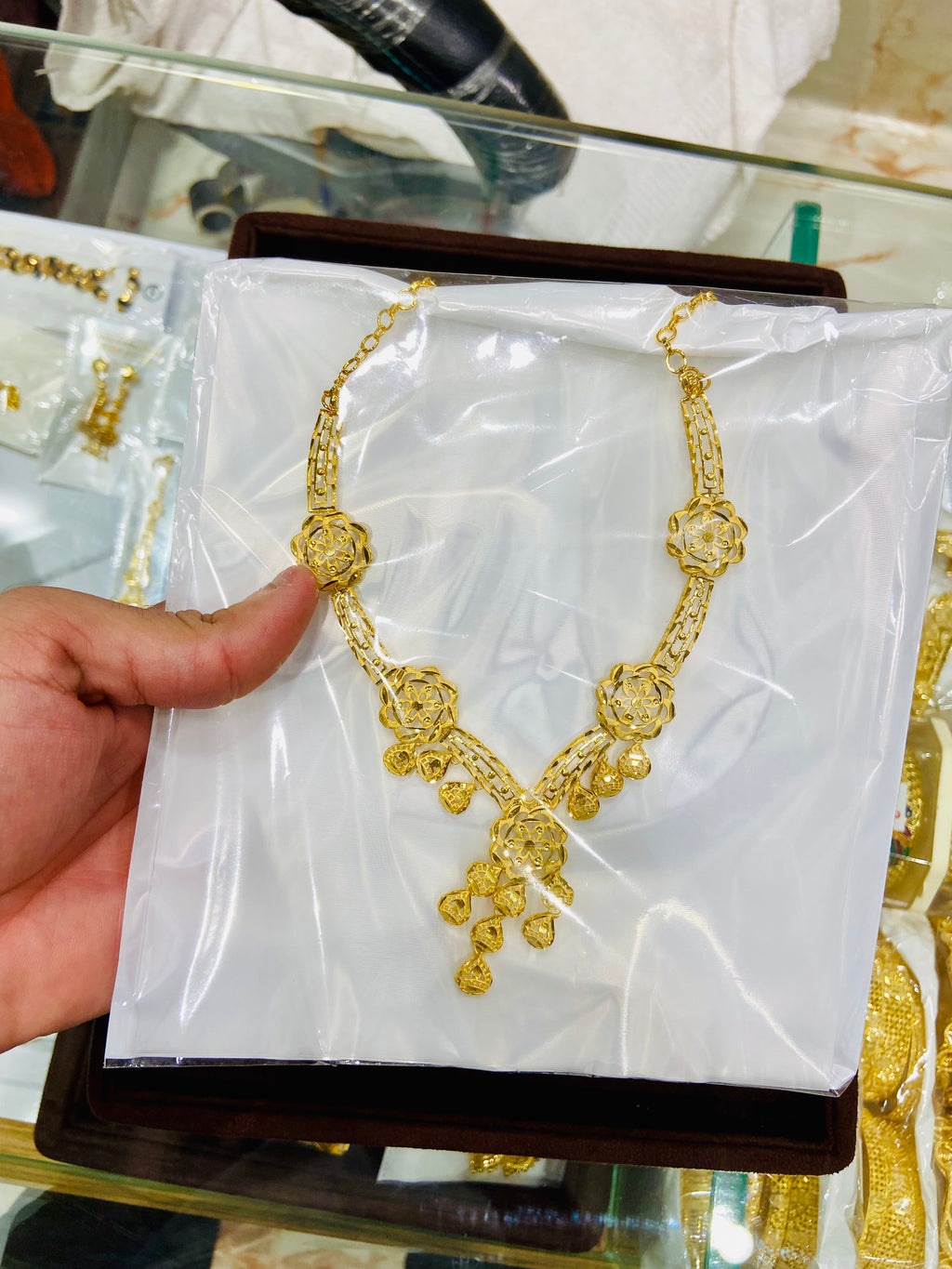 Temple Design 1 Gram Gold Necklace Set– NS31