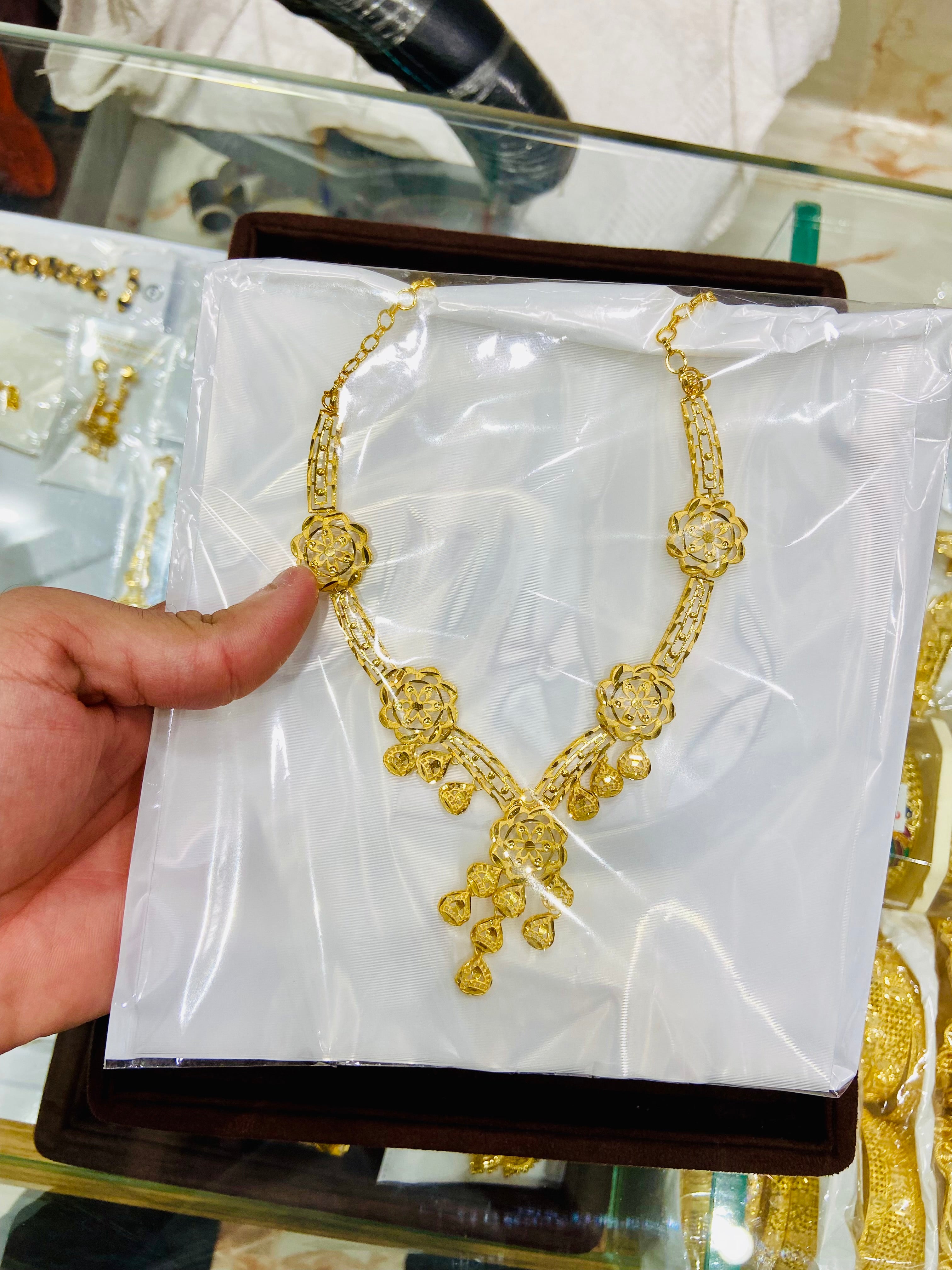 Temple Design 1 Gram Gold Necklace Set– NS31