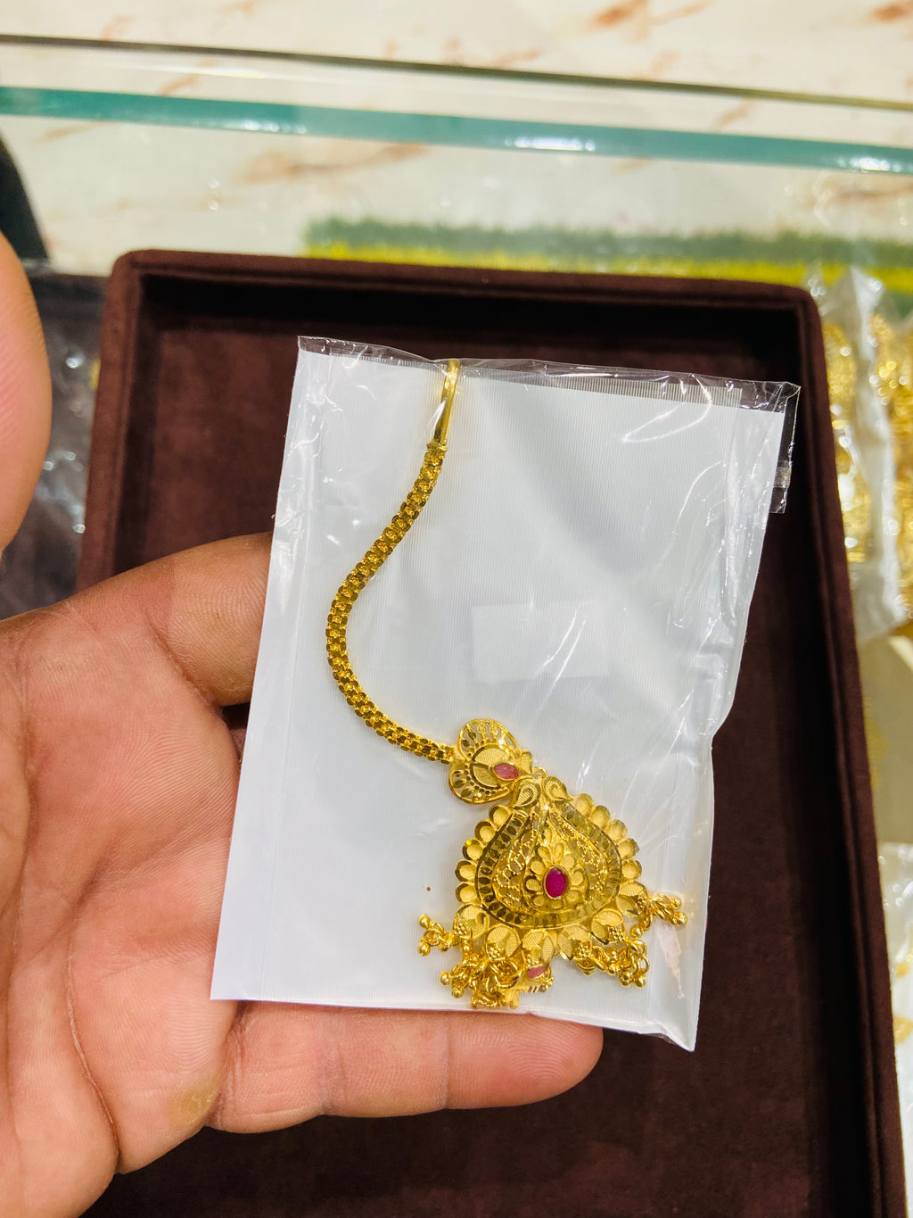 Bridal one gram gold Maang tikka MT09