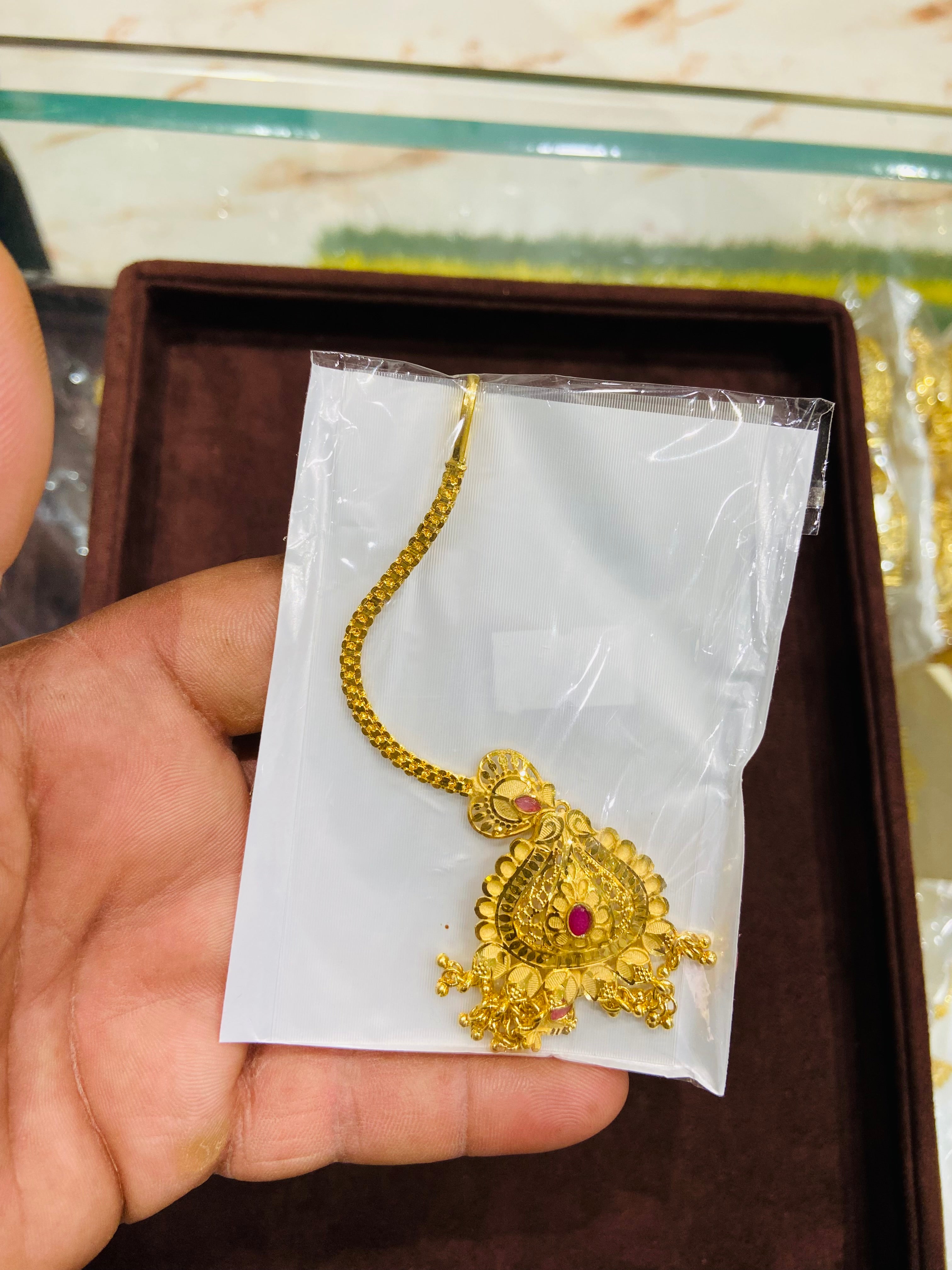 Bridal one gram gold Maang tikka MT09
