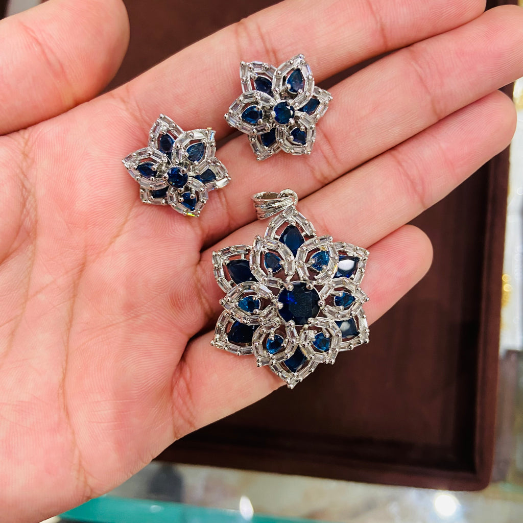 Classy AD Pendant Necklace Set with Earrings - PS11