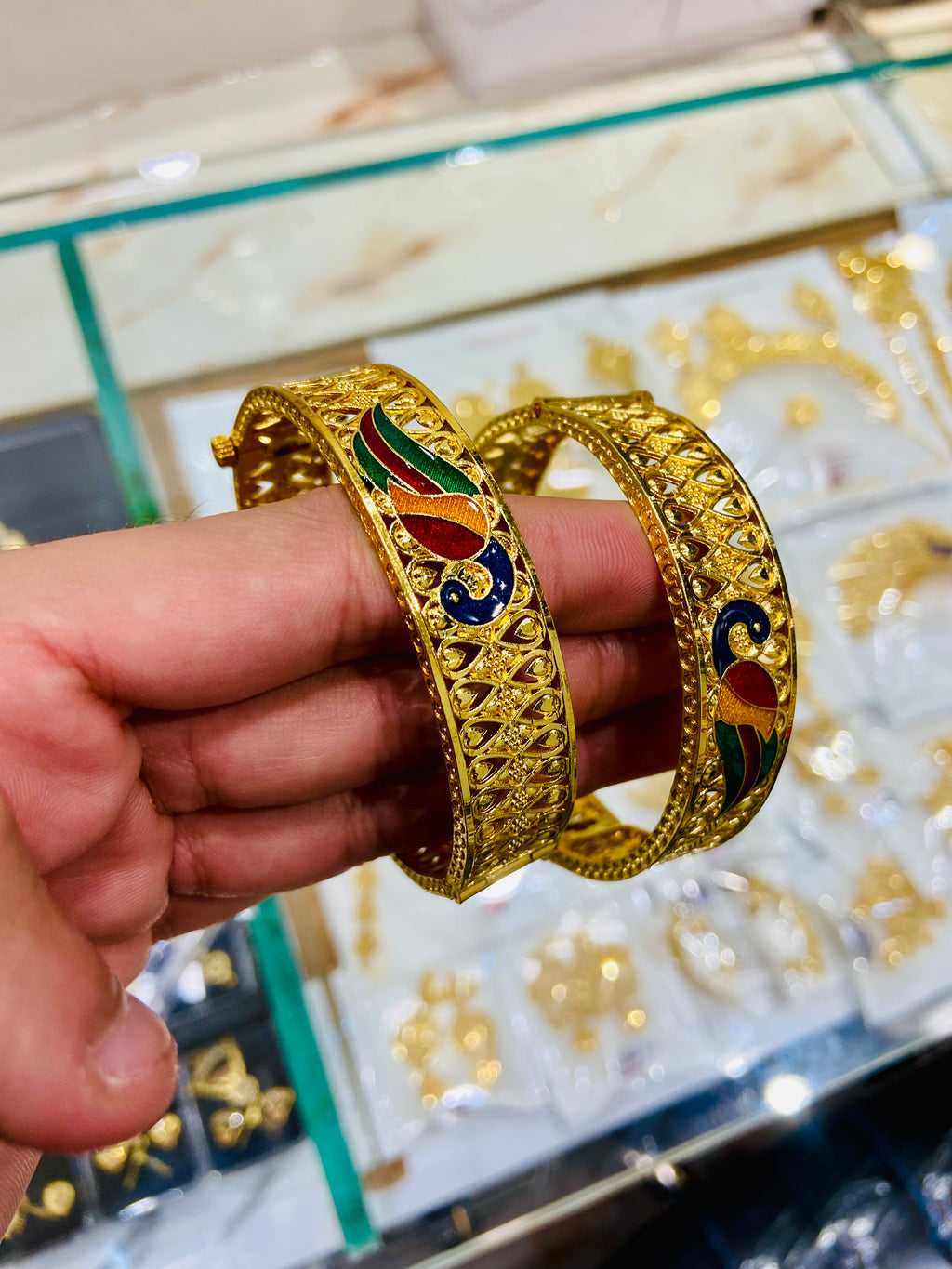 Traditional Peacock Gold Polish Bangles for Women – BG01