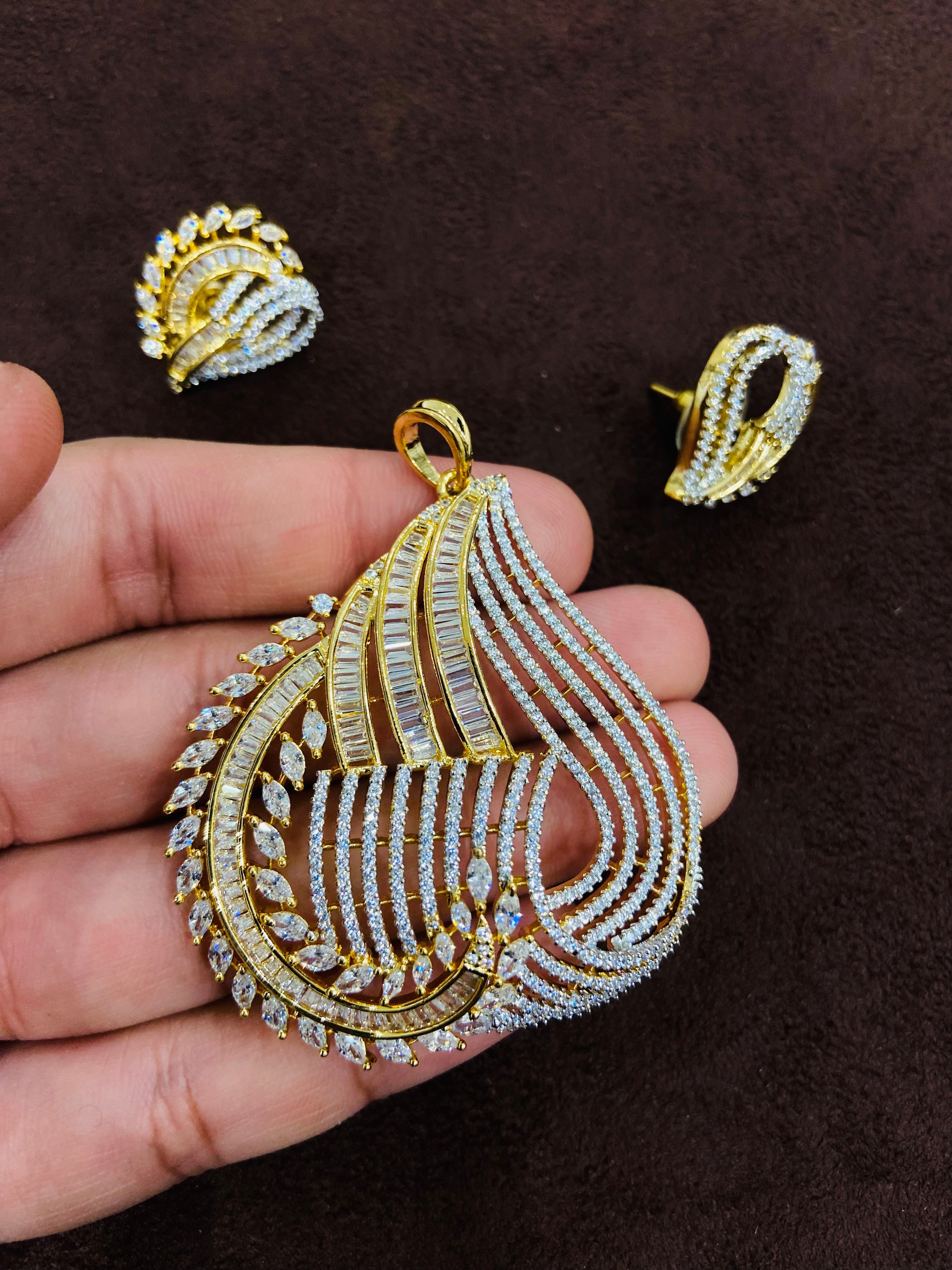 Elegant American Diamond Pendant Set - PS04