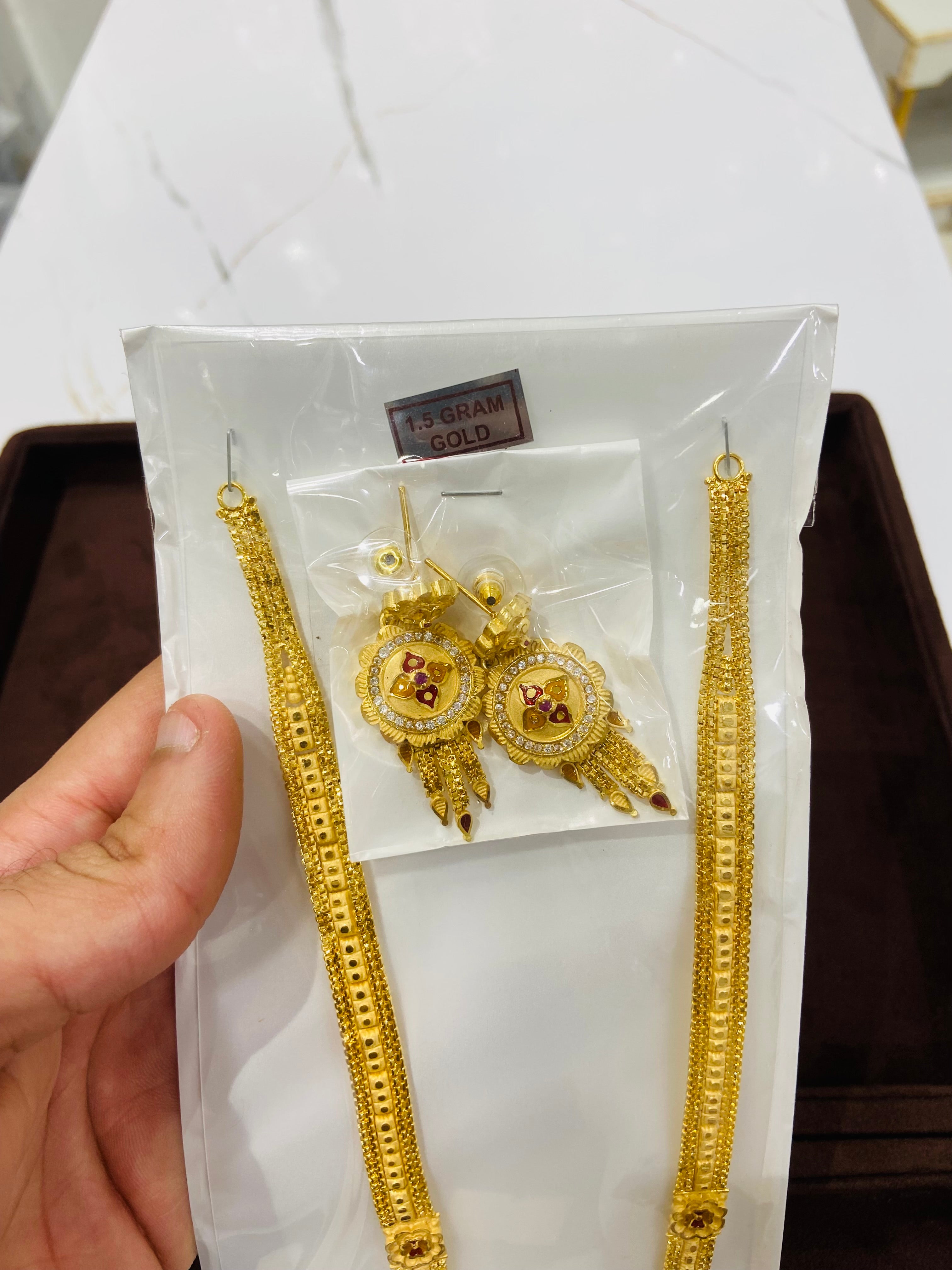 Premium 1 GM Wedding Long Necklace Set – LS11
