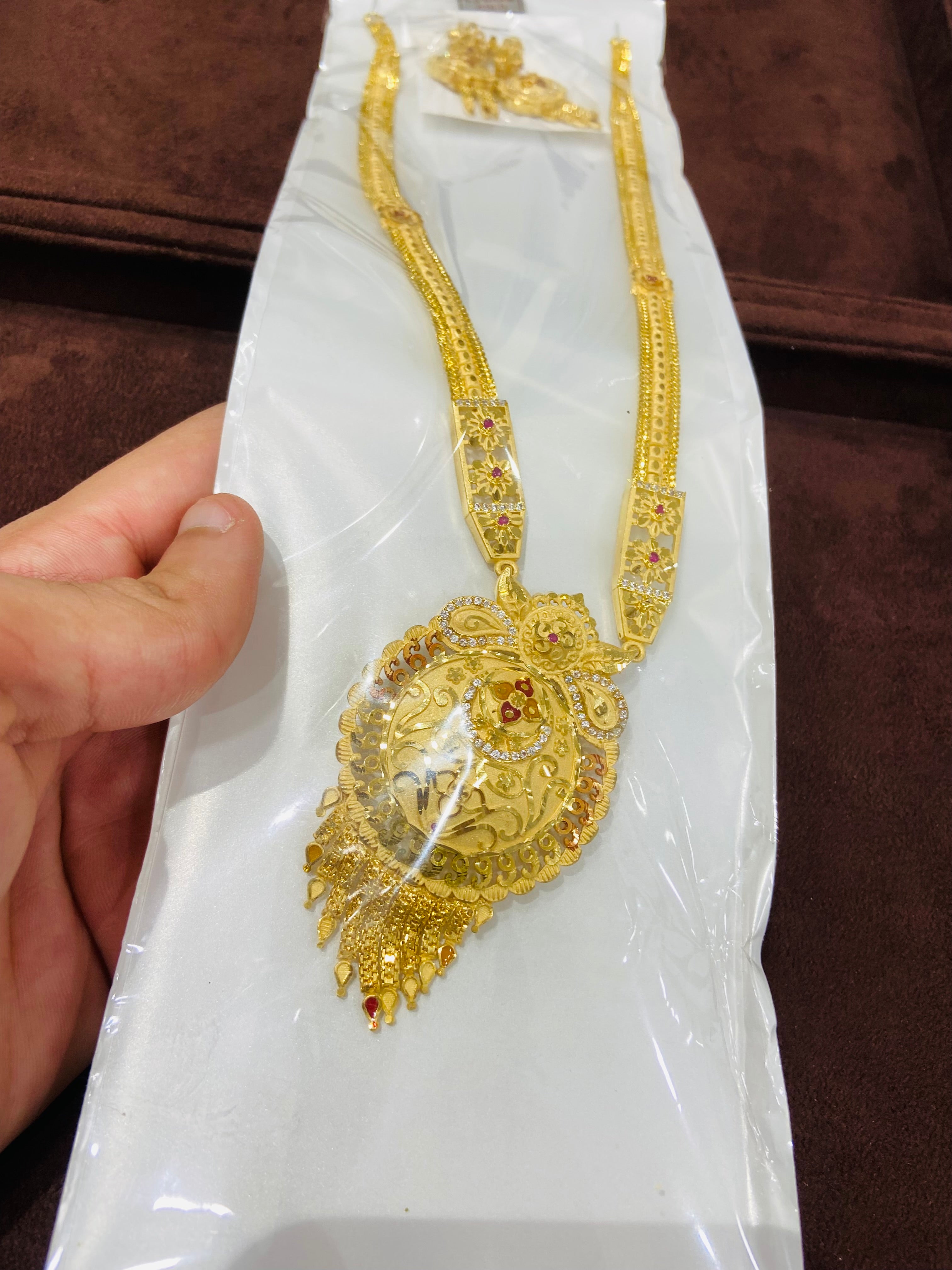 Premium 1 GM Wedding Long Necklace Set – LS11