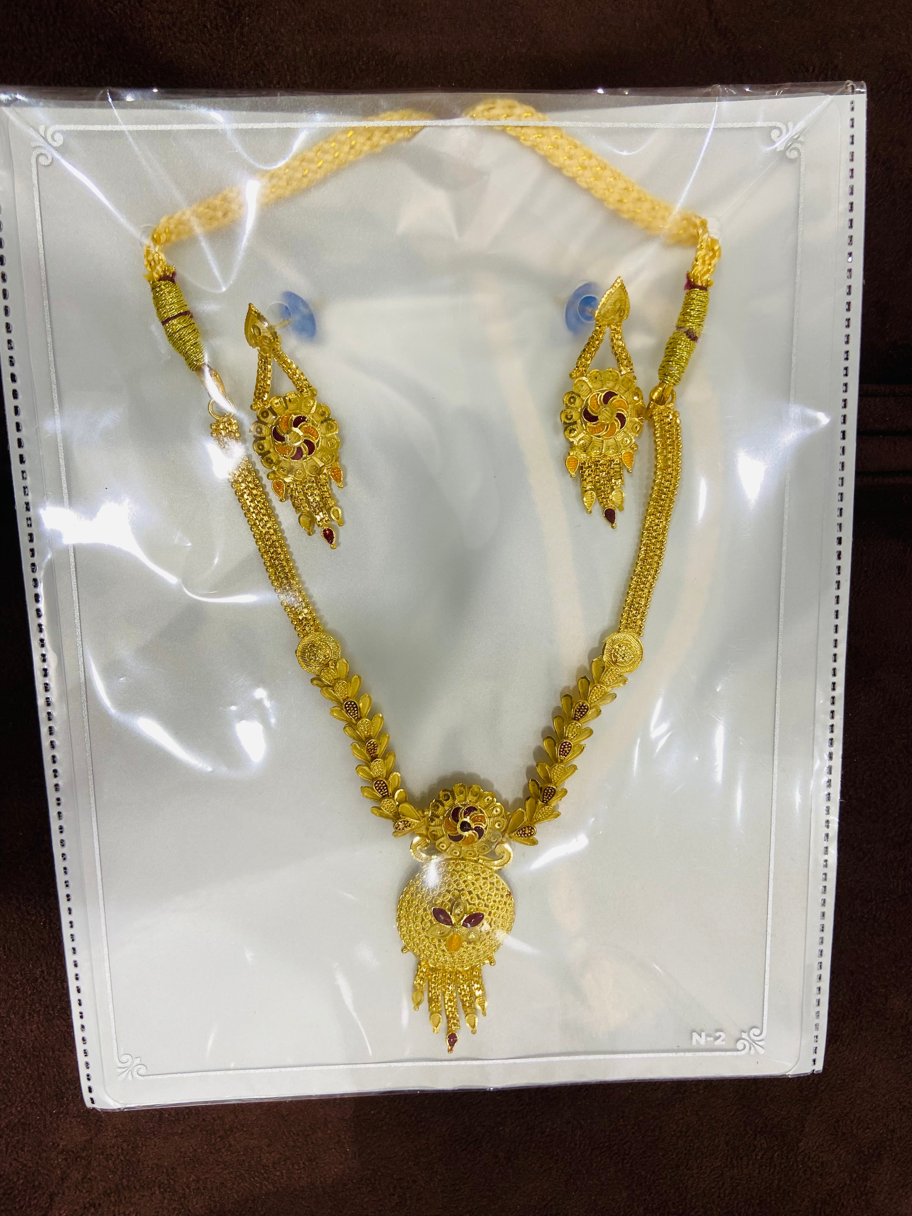 Party Wear Gold Polish Necklace Set – NS09