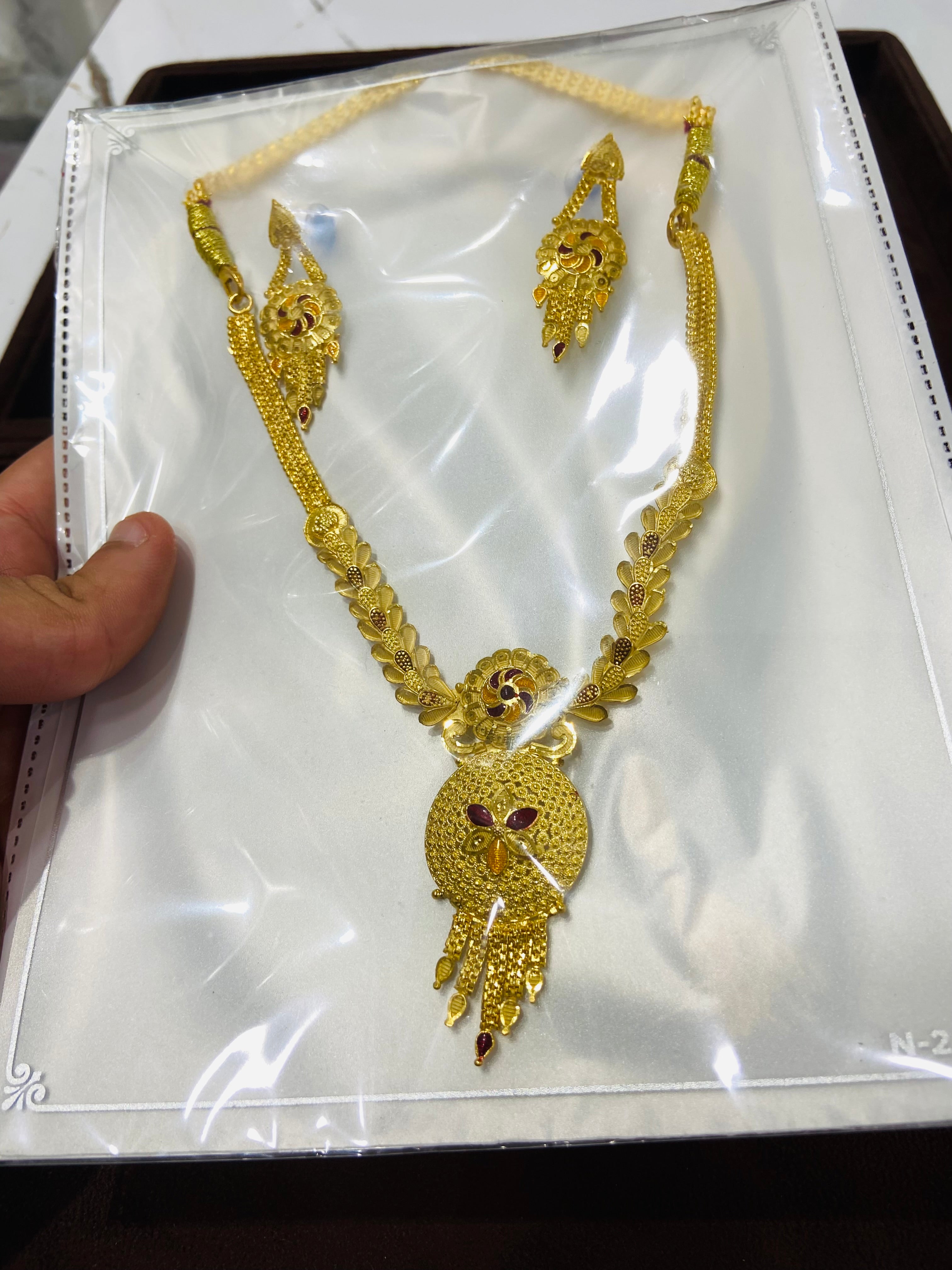 Party Wear Gold Polish Necklace Set – NS09
