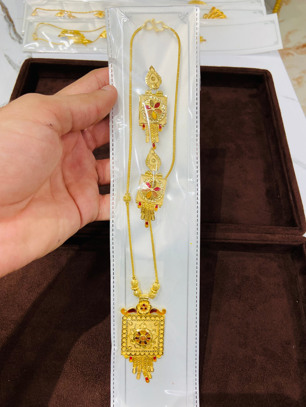 Gold Polish Pendant Set for Women PS01