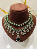 Emerald Green American Diamond Necklace Set - NS14