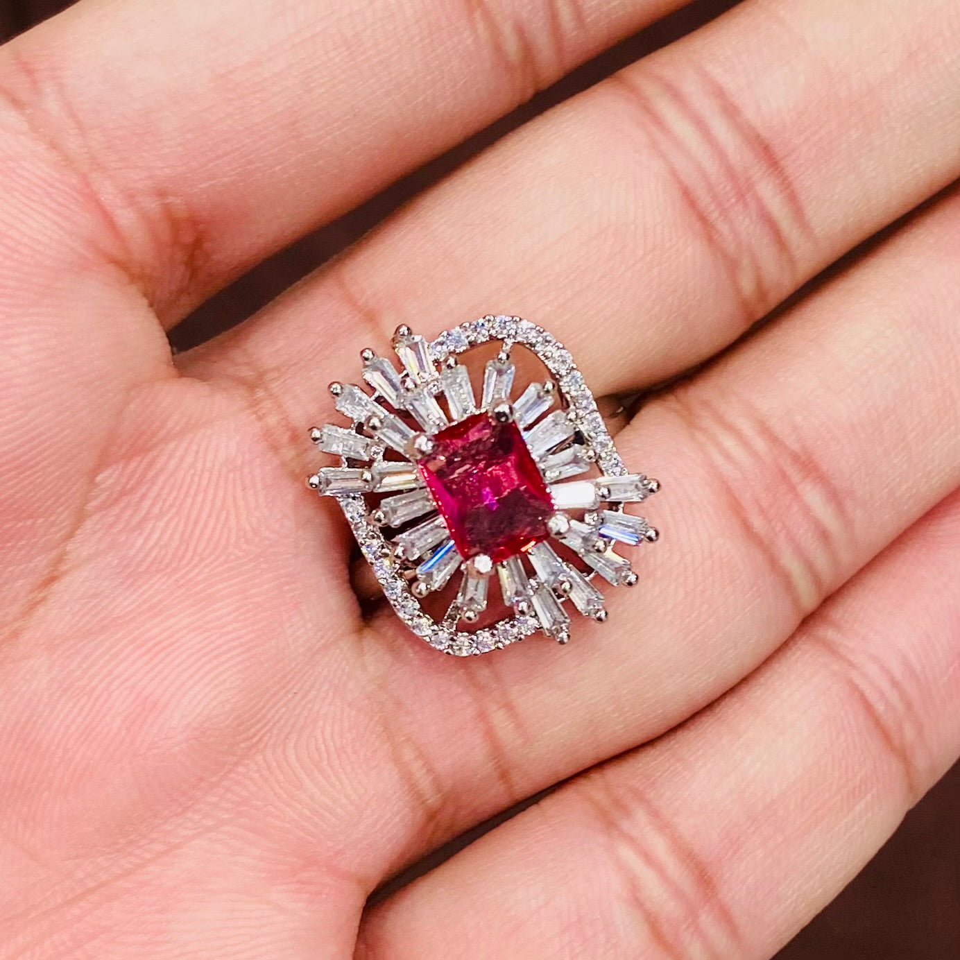 Elegant Red Zirconia Ring for Women - ADR18