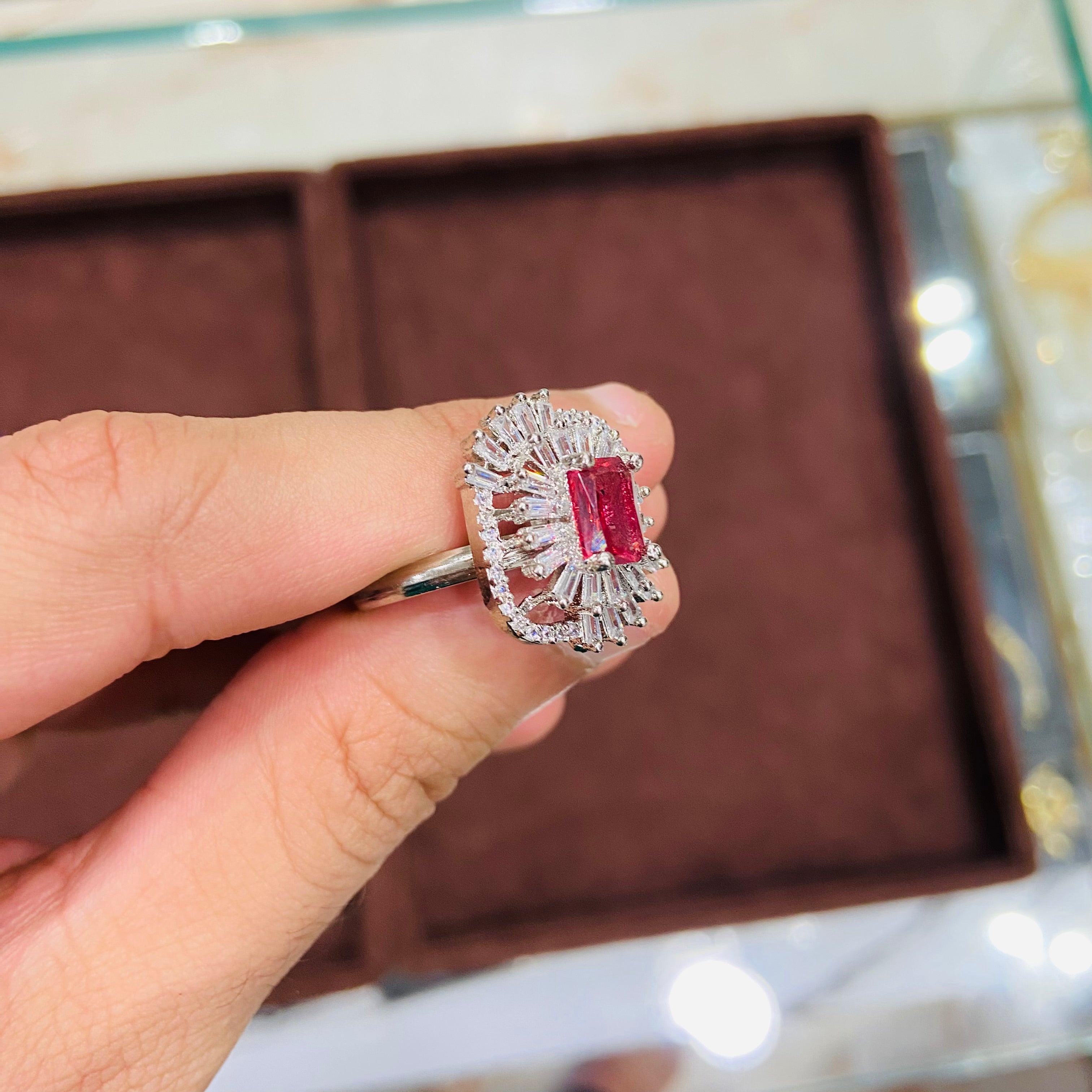 Elegant Red Zirconia Ring for Women - ADR18