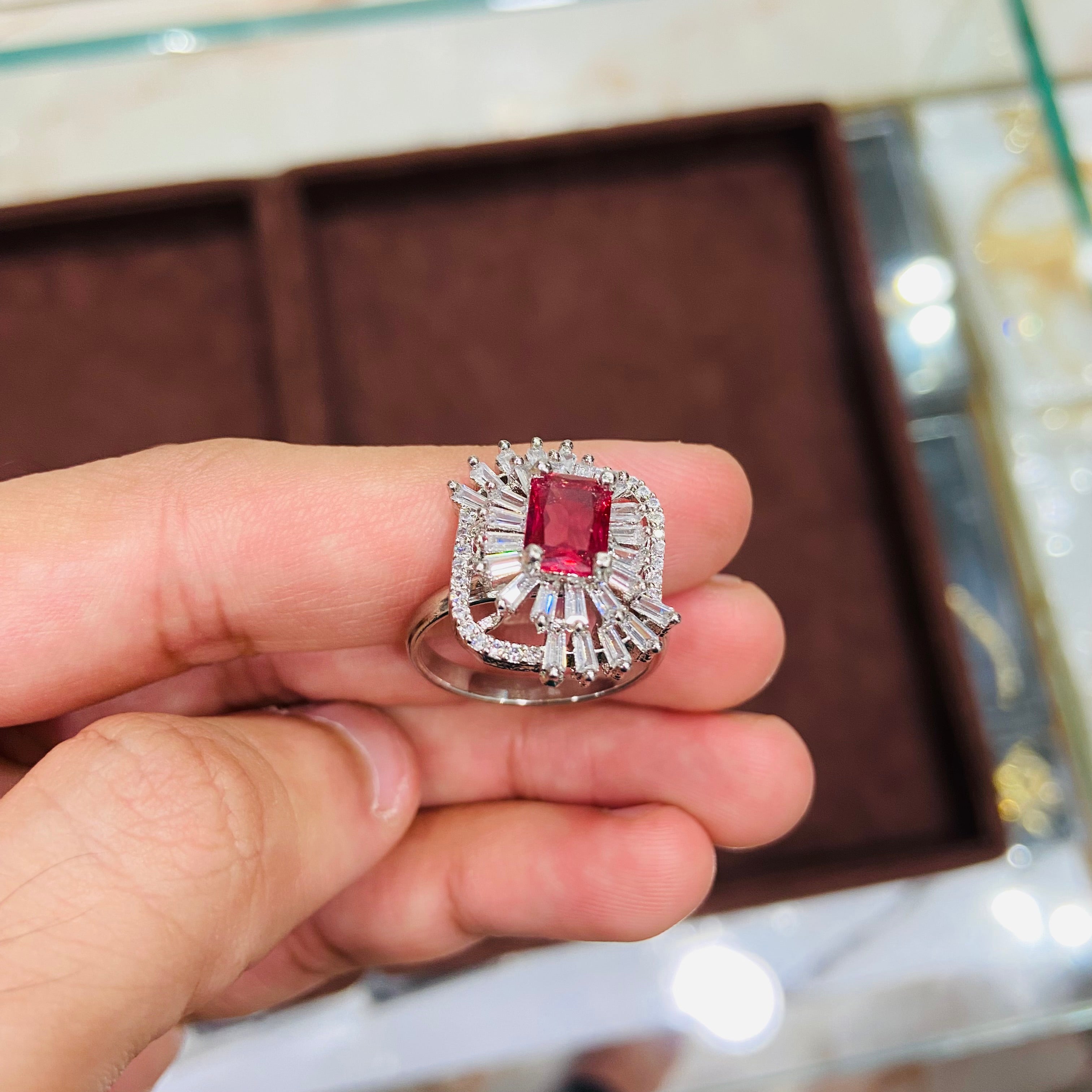 Elegant Red Zirconia Ring for Women - ADR18
