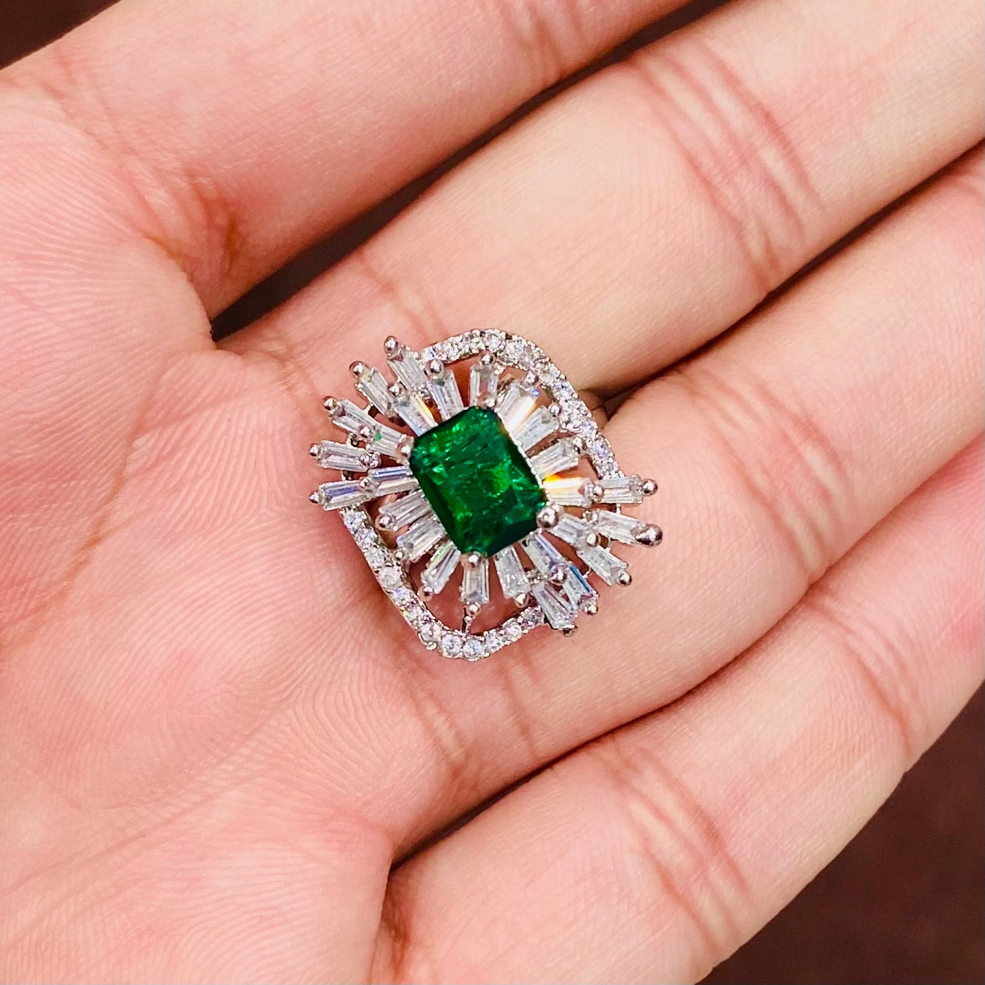 Premium Ladies Green Diamond Ring - ADR22