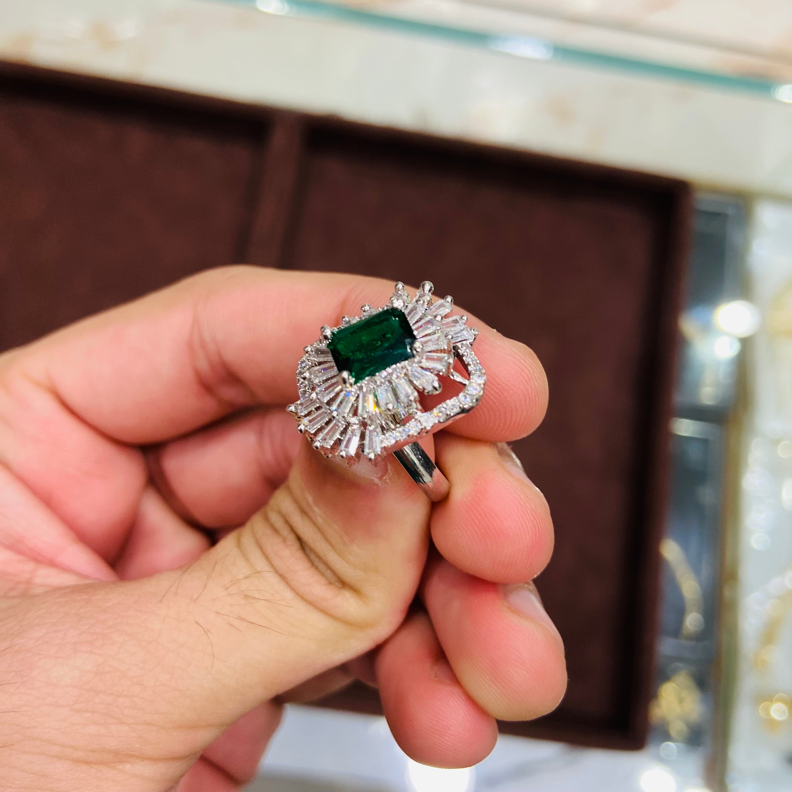 Premium Ladies Green Diamond Ring - ADR22