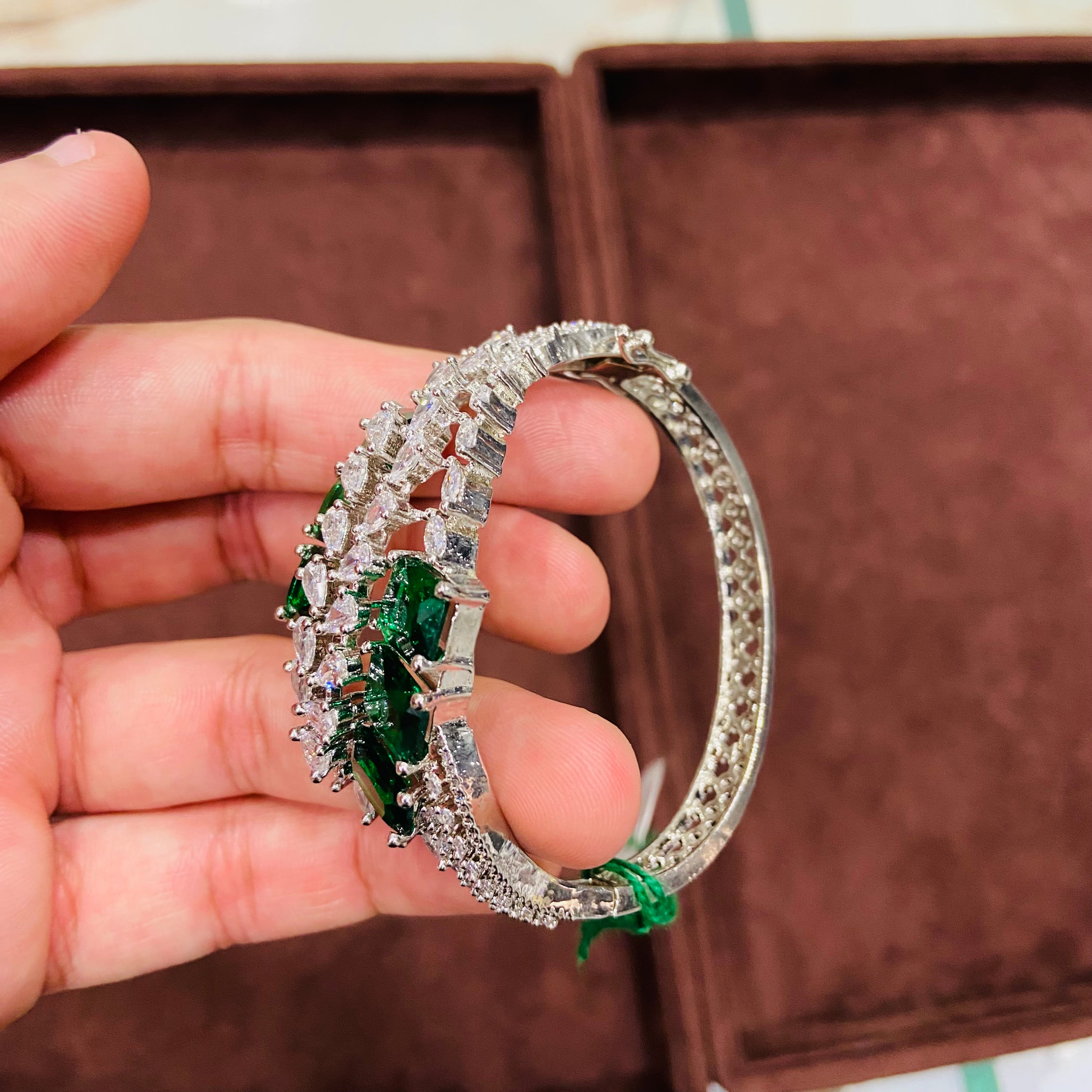 Luxury Green Stone American Diamond Bracelet for Women - BR01