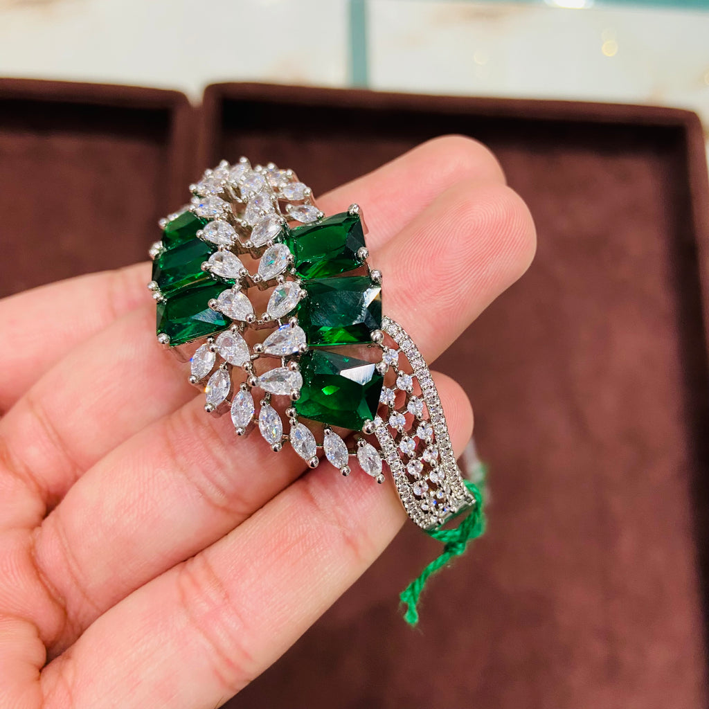 Luxury Green Stone American Diamond Bracelet for Women - BR01