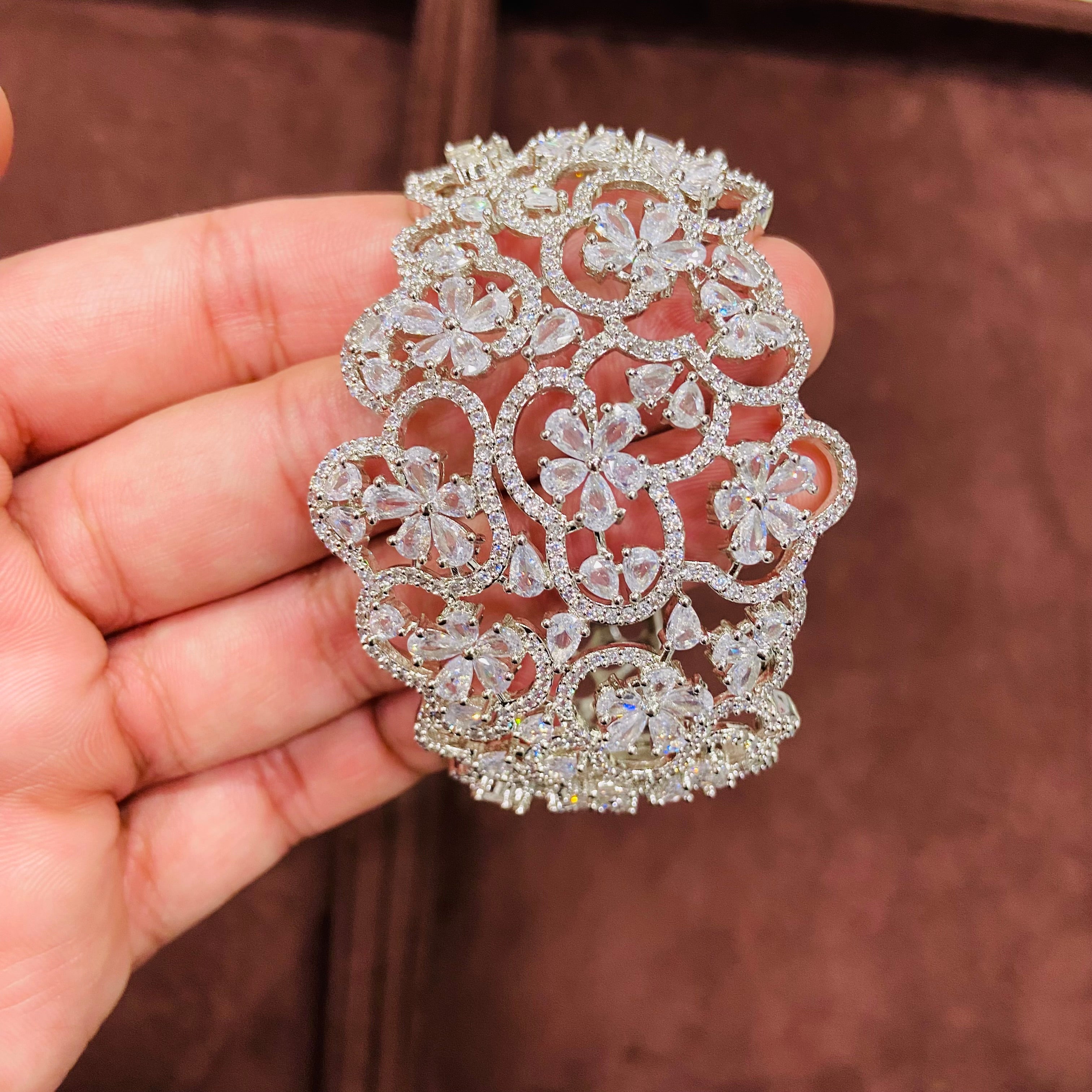 Designer Floral CZ Diamond Bracelet for Women - BR02