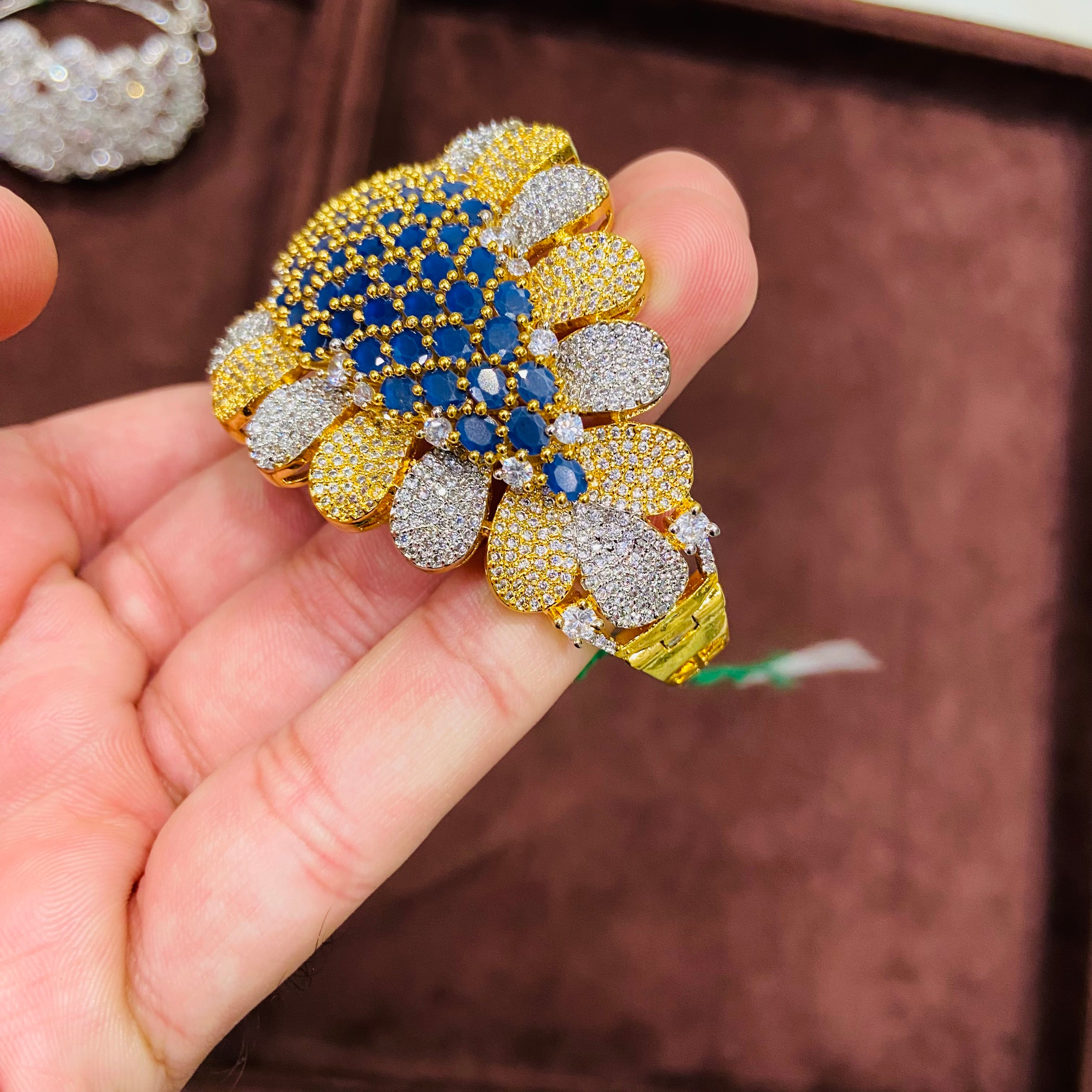 Royal Blue Stone American Diamond Bracelet - BR04