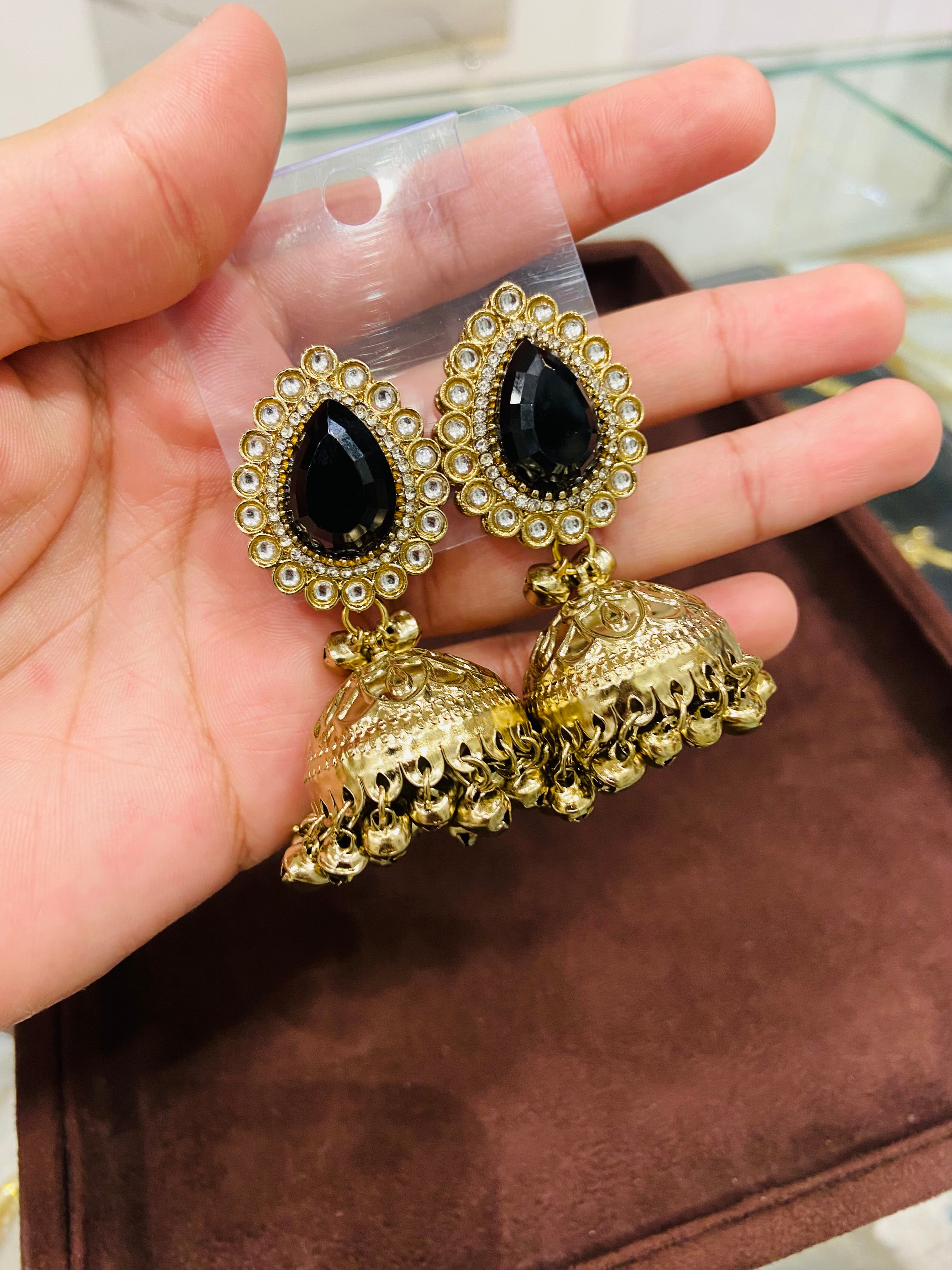 Premium AD Drop Earrings with Brilliant Diamond Finish